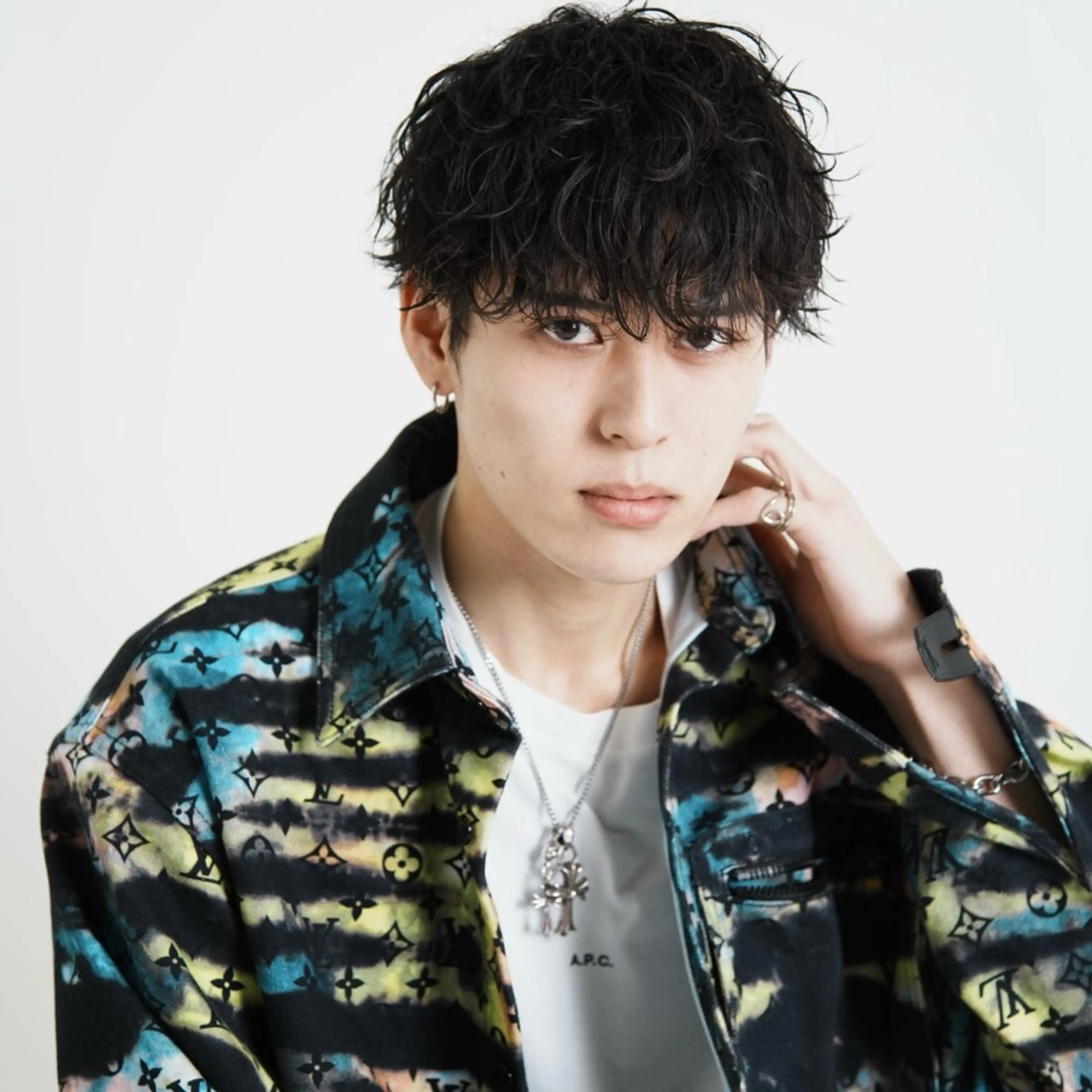 ミディアム カラー パーマ メンズ カット パーマ トリートメント ハイトーン/メンズマ ッシュ/KYOHEIのヘアスタイル