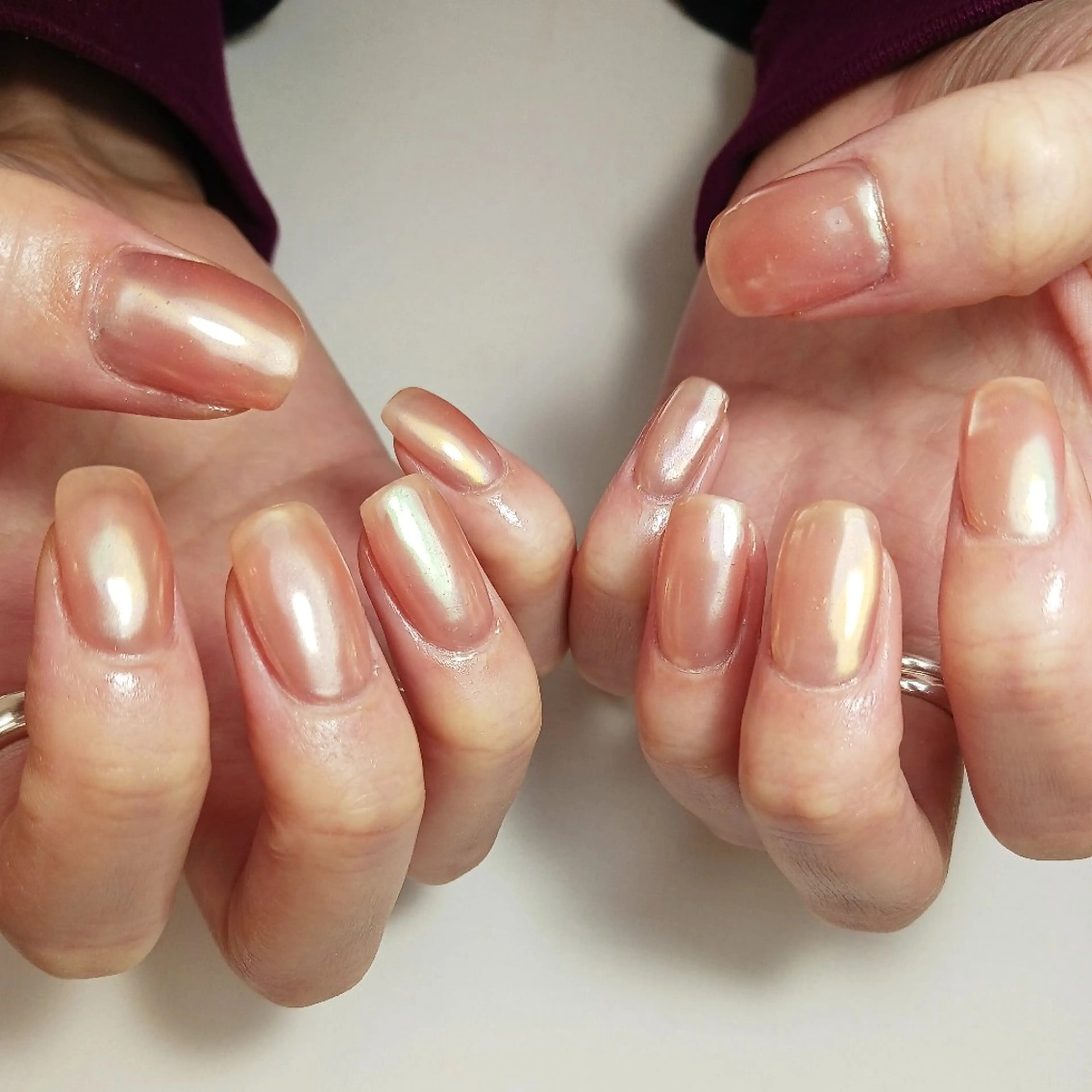 ネイル オーロラネイル ジェルネイル 持ち込み ワンカラーネイル 冬ネイル ハンドネイル owlnail /持込みデザイン専門のネイルデザイン