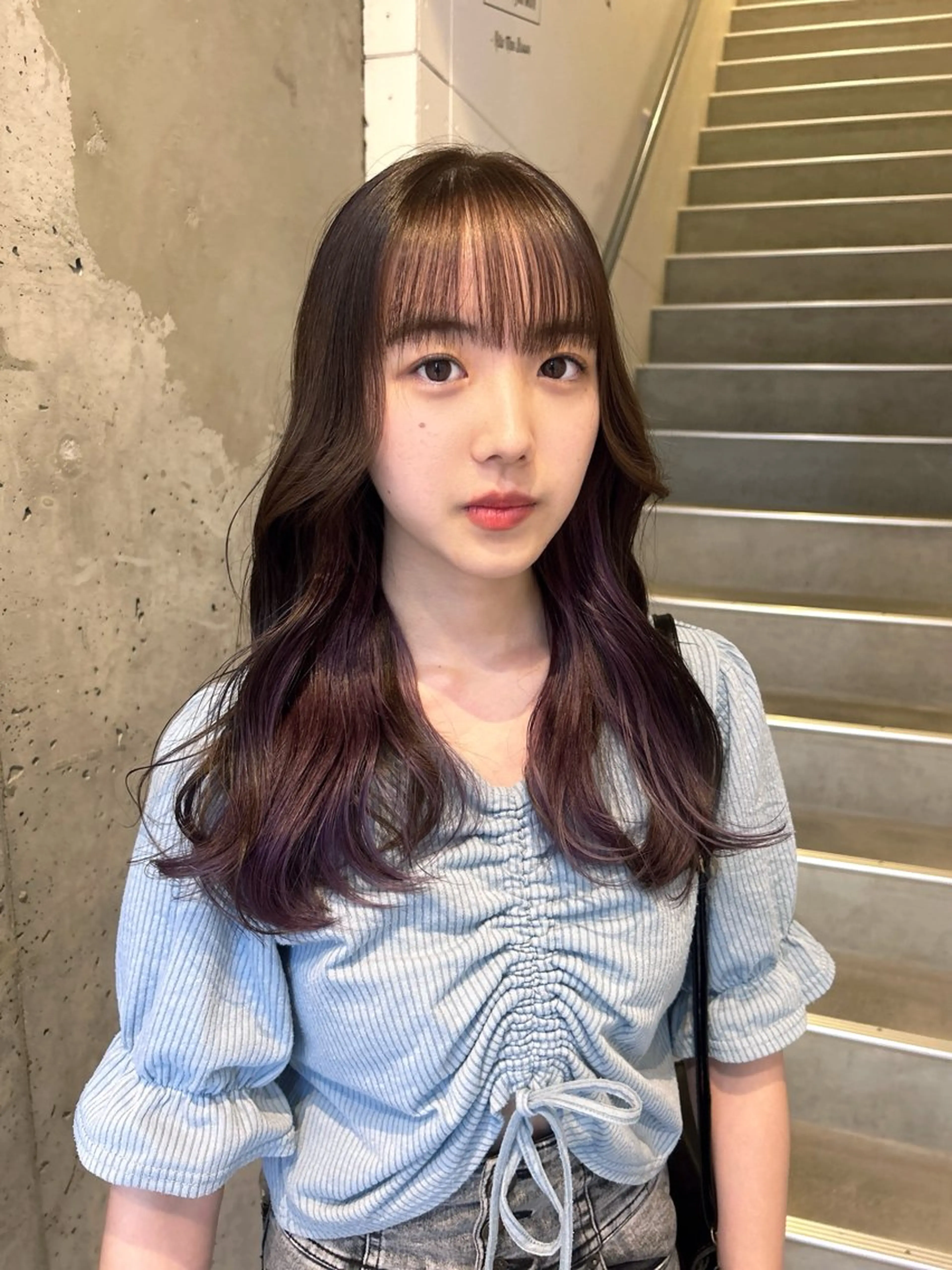 ロング カラー ブリーチ ラベンダーカラー ryo yaのヘアスタイル