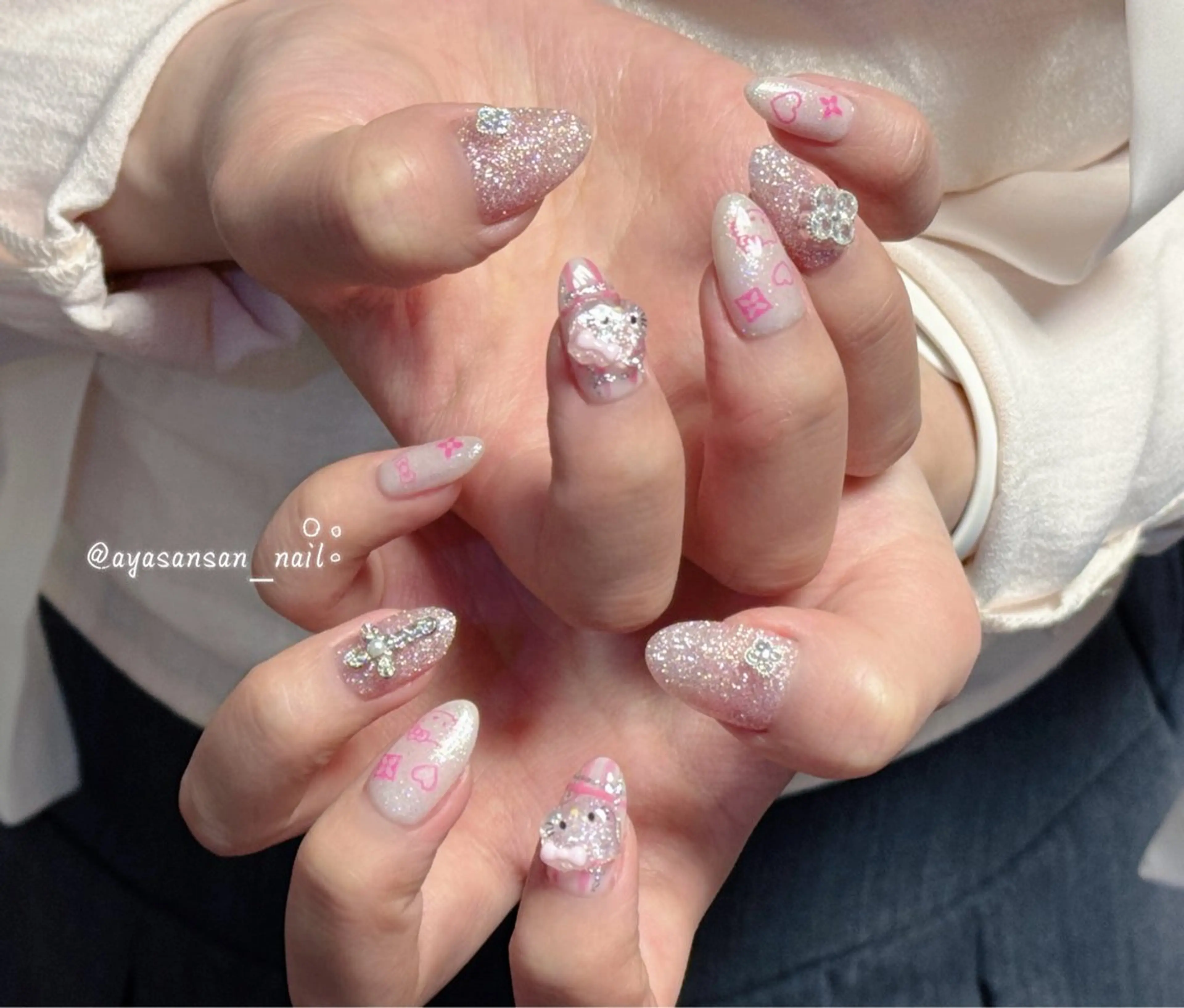 ネイル ピンク ハンドネイル ハンドケア あや✨🌸長さだし カワイイ系ピンク専門のネイルデザイン