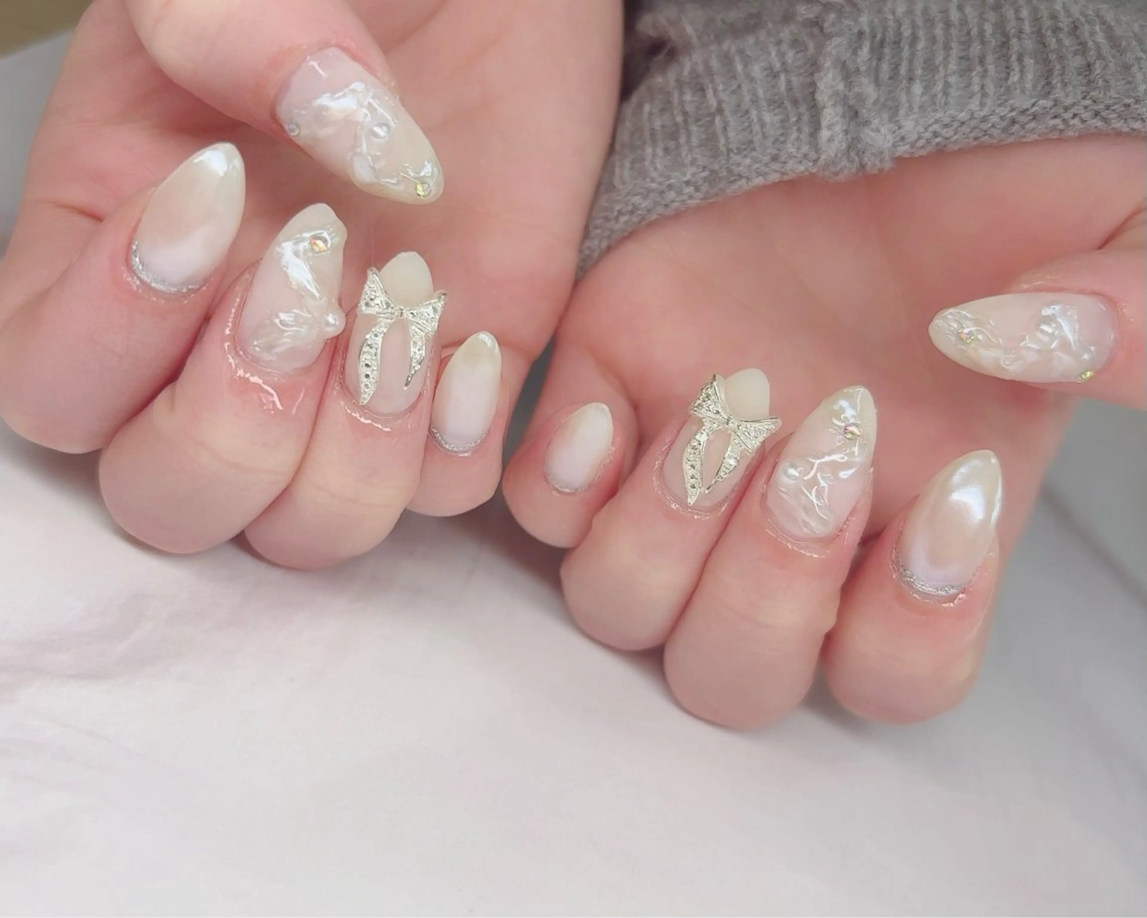 ネイル リボン ハンドネイル NailbyN所属・Nail_by N1のネイルデザイン