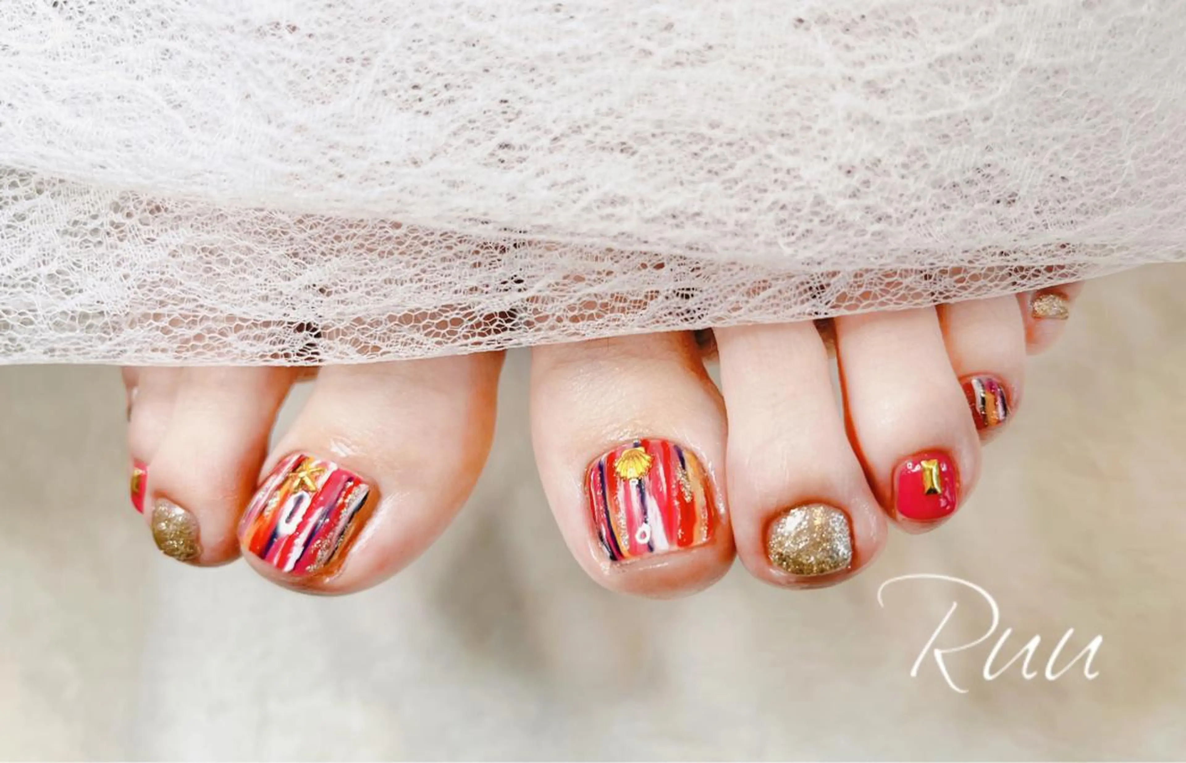 ネイル アートネイル フットネイル フレンチネイル キラキラネイル 韓国ネイル Nail salon Ruuのネイルデザイン