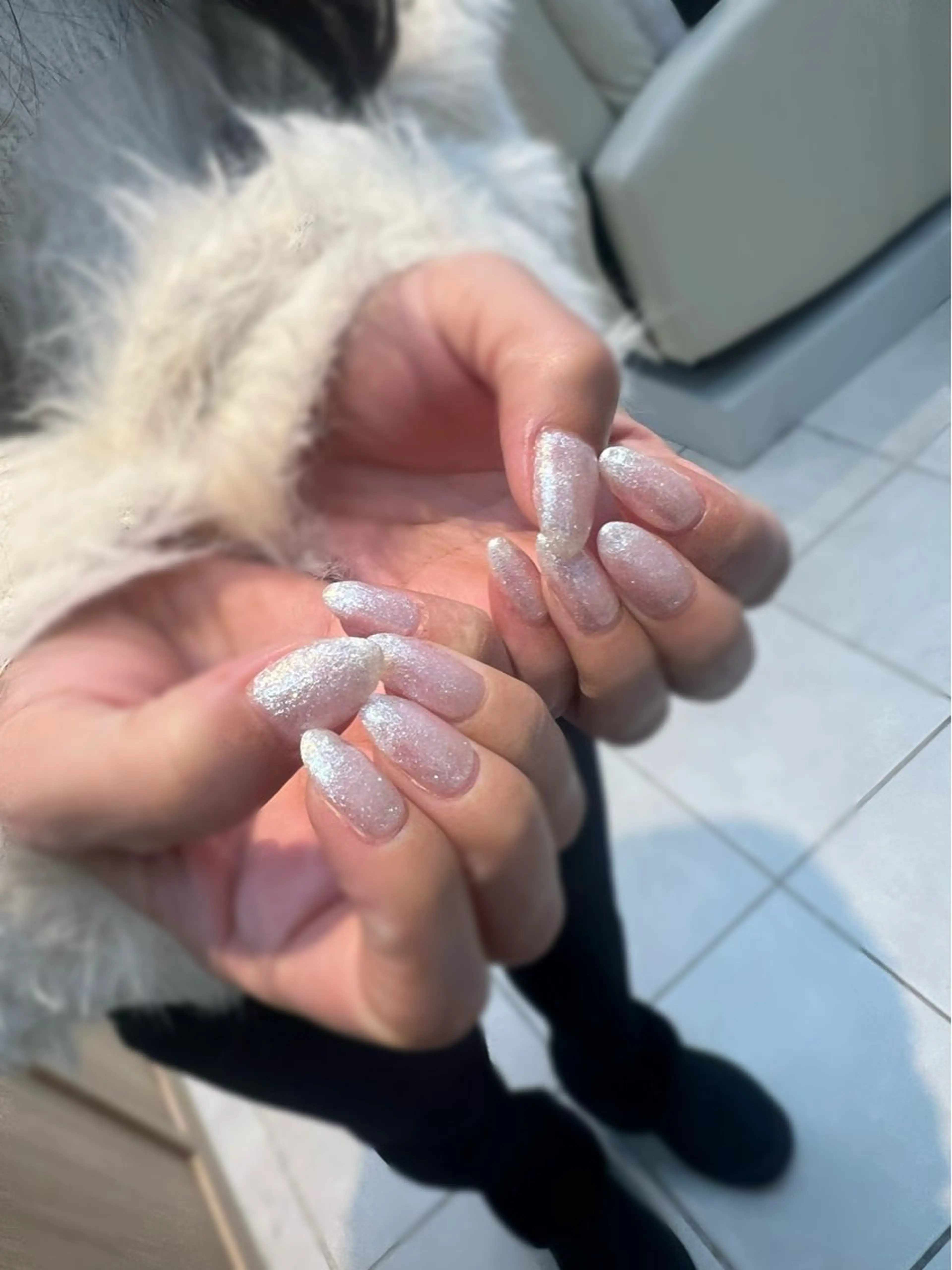 ネイル ラメ(グリッター) ピンク ホワイト kit trios nailのネイルデザイン