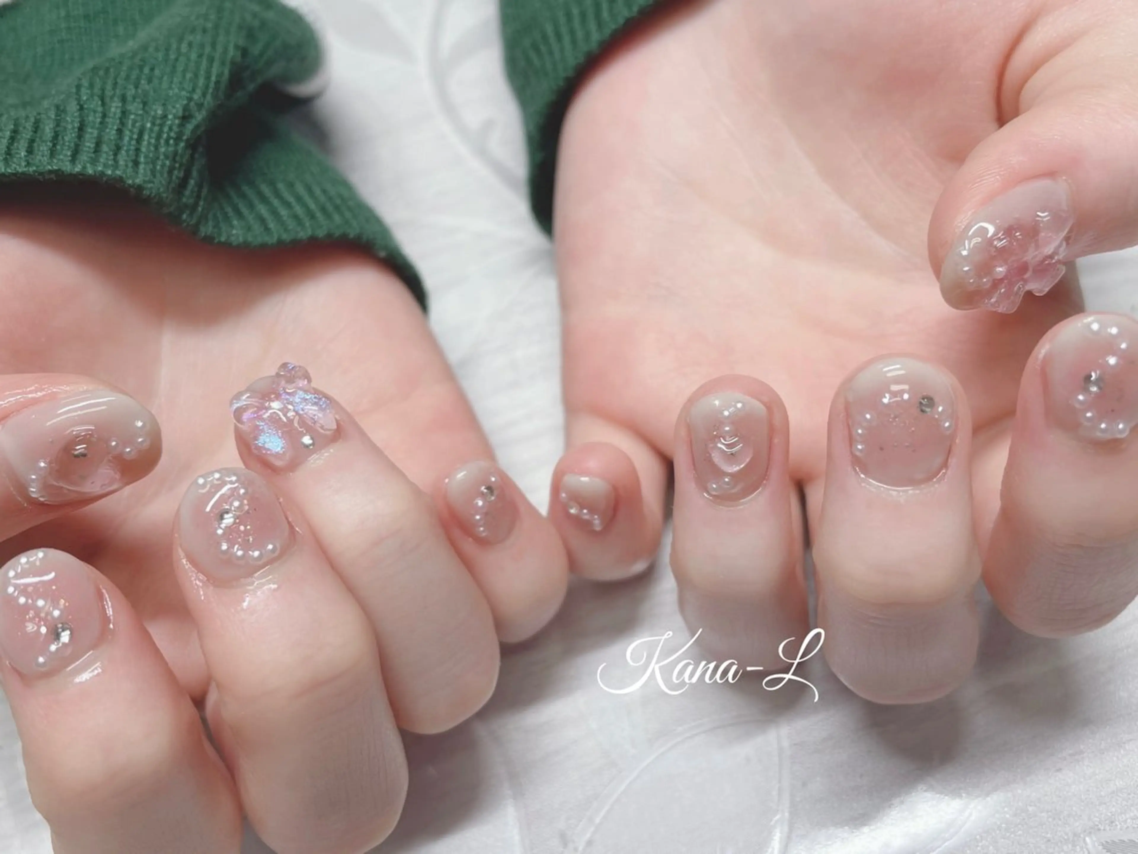 ネイル チークネイル ジェルネイル 韓国ネイル パラジェル ワンホンネイル 芦辺 香奈のネイルデザイン