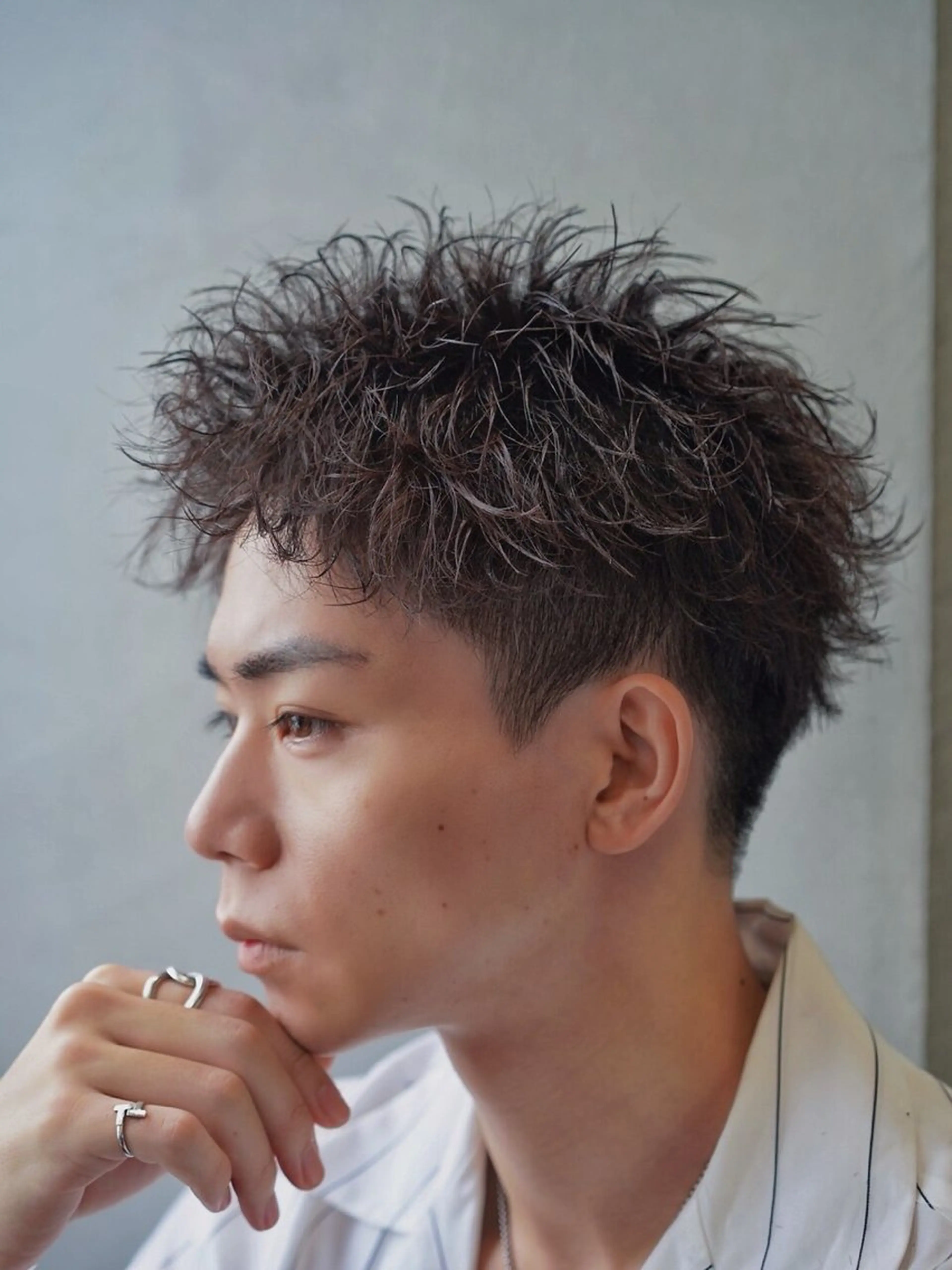 ショート パーマ メンズ センターパート マッシュ メンズパーマ プードルパーマ メンズツイストパーマ カット パーマ トリートメント 仙台フェザーパーマ/ fifth/遠藤楓雅のヘアスタイル