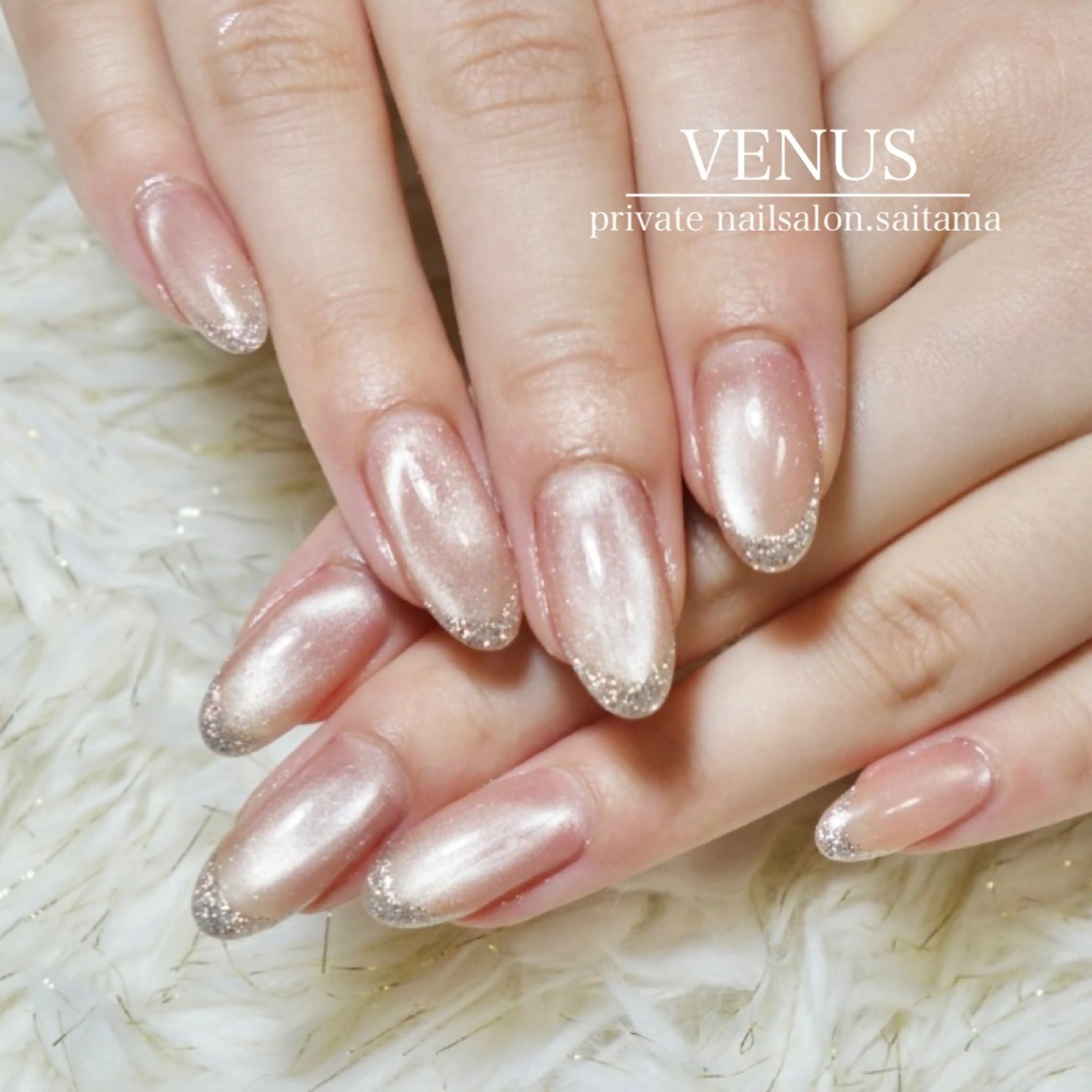 ネイル フレンチネイル ラメ(グリッター) ロングネイル マグネットネイル ワンカラーネイル nailsalon VENUSのネイルデザイン