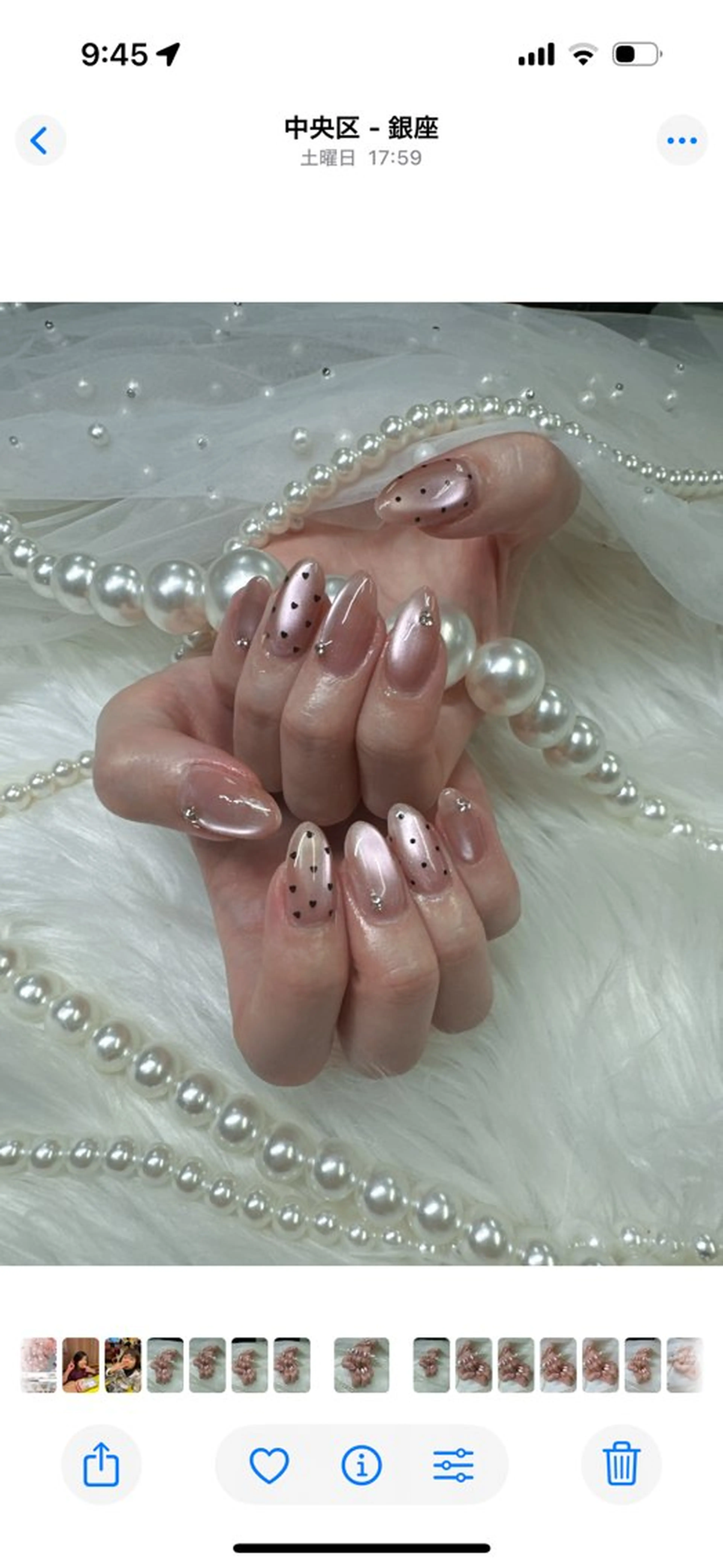 ネイル アートネイル ボルドー チークネイル ドット フレンチネイル ハンドネイル Queeens nailのネイルデザイン