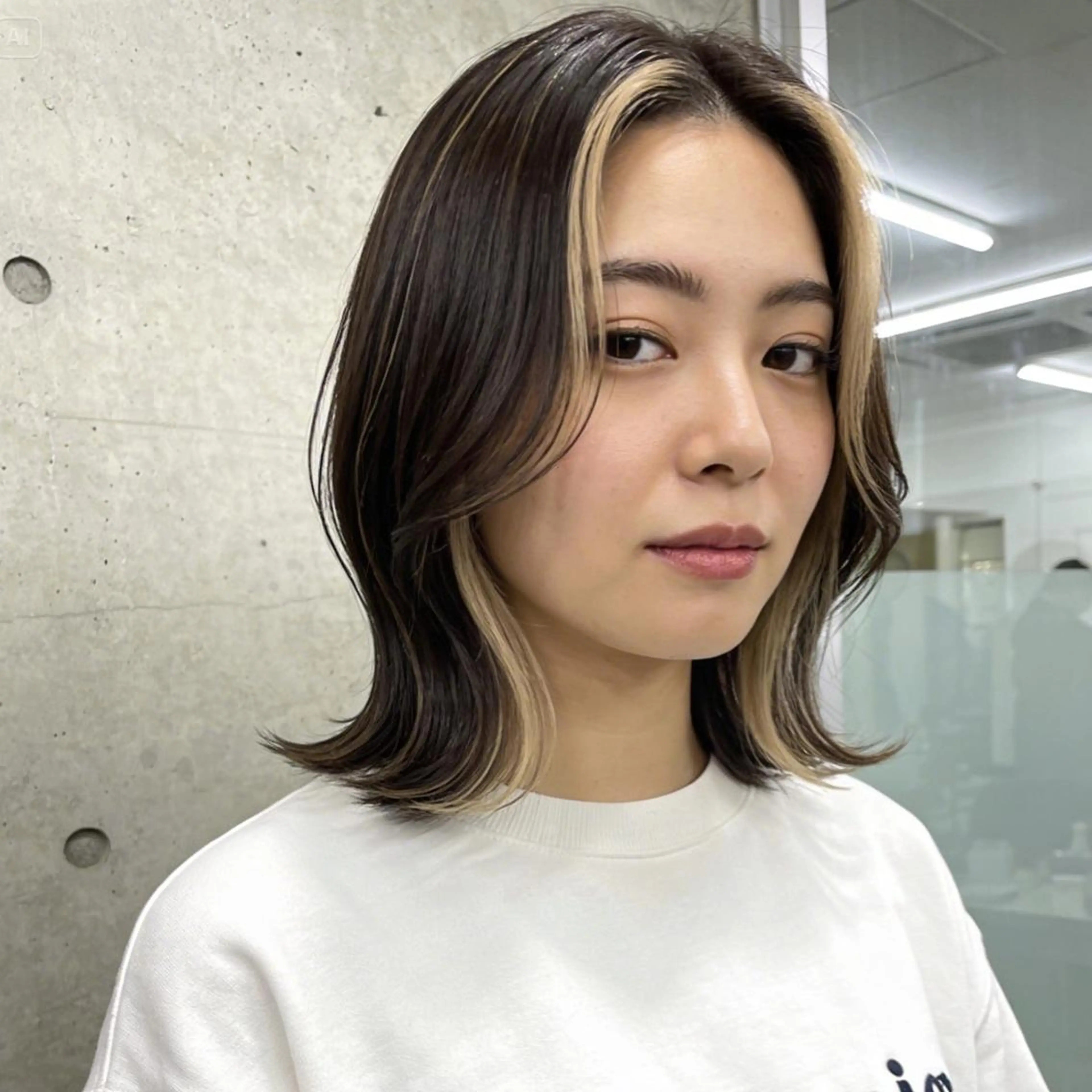 カラー ミストバング  フェイスフレーミング ハイライトカラー インナーカラー ボブ 髪質改善/ハイライト カラー/似合わせ/涼のヘアスタイル