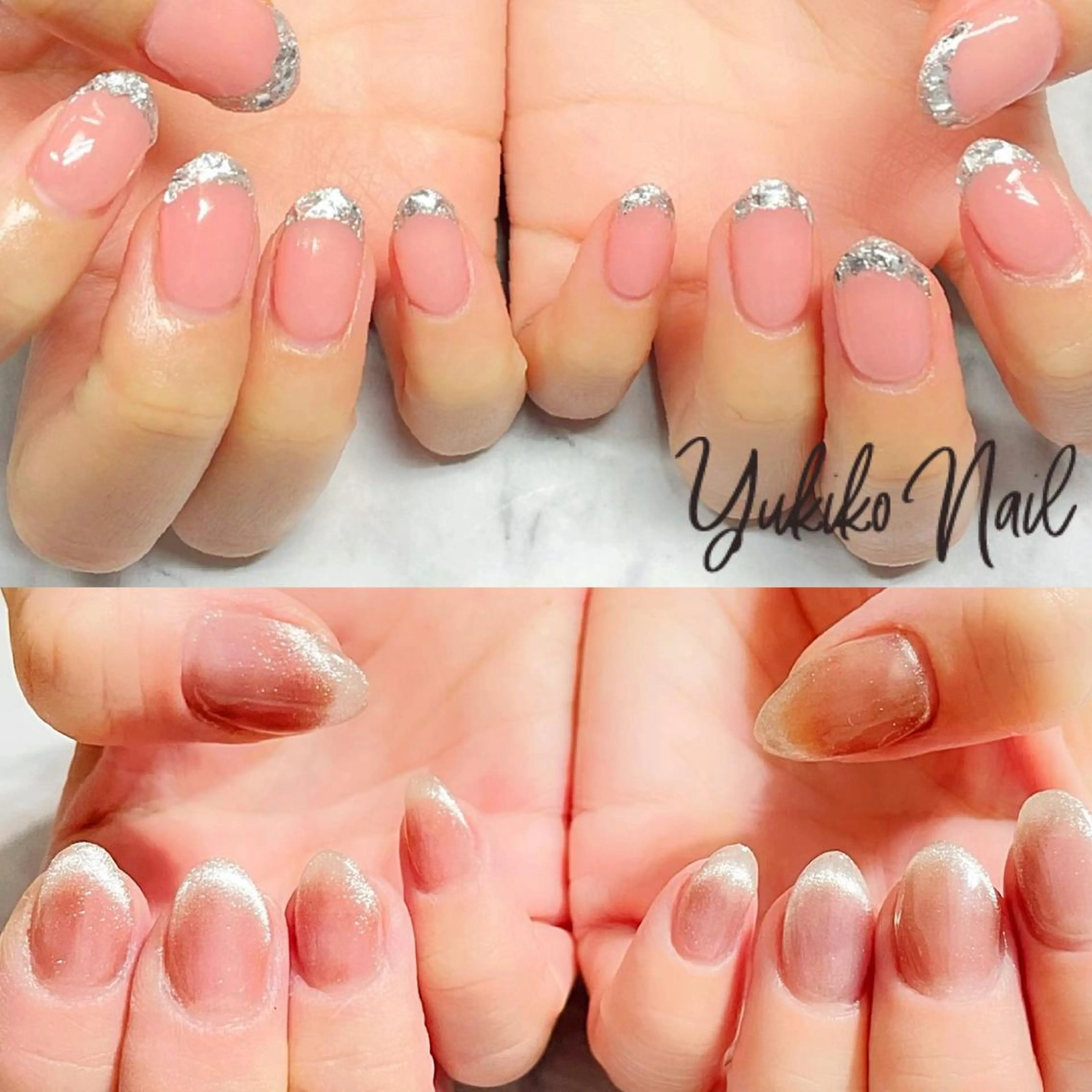 オフ込!!ガラスフレンチorマグネットグラデーションフレンチorマグネット全面光らせ10本の写真