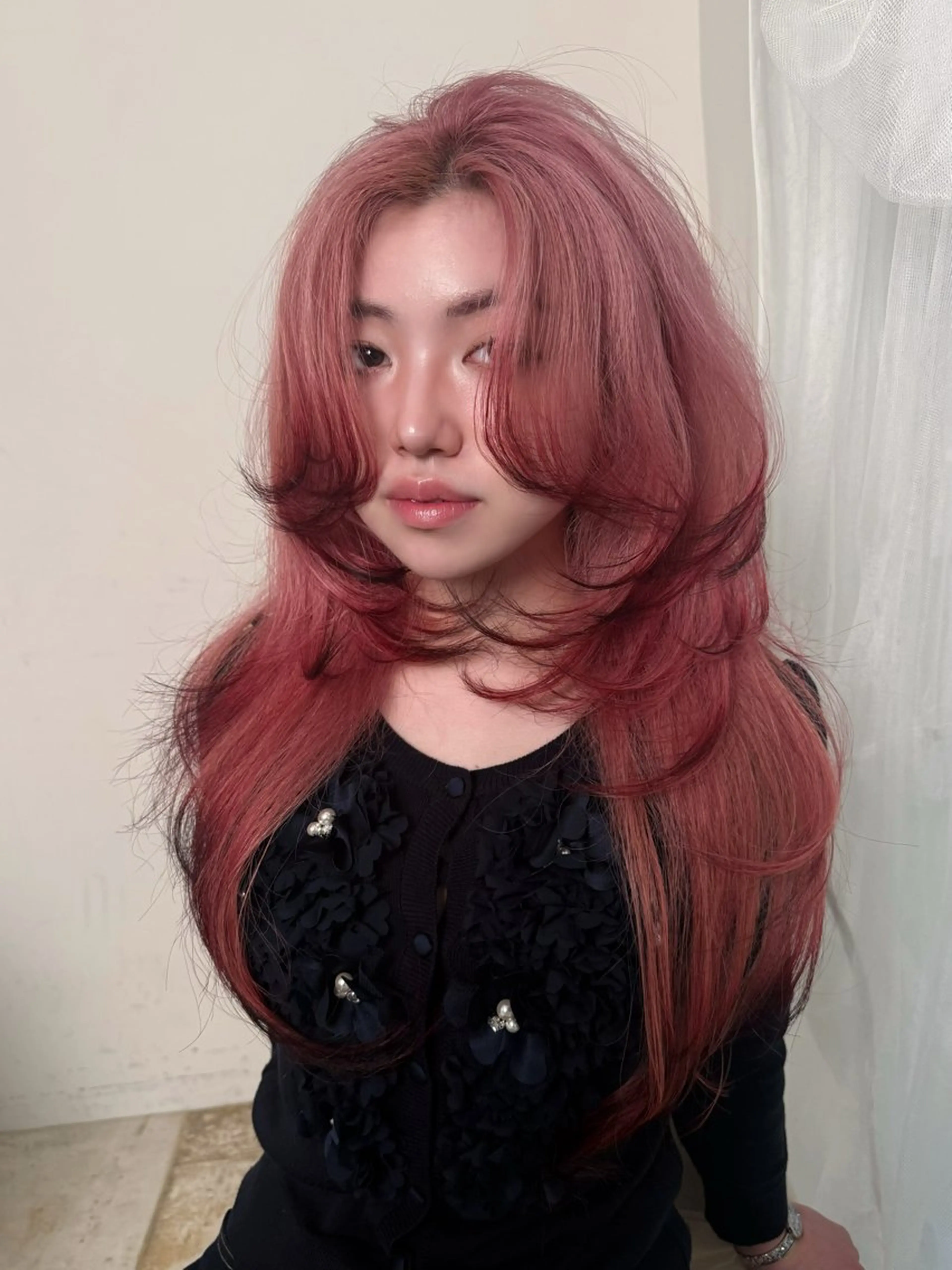 ロング カラー レイヤーカット カット ヘアカラー トリートメント ヘッドスパ ヘアセット HARUNA/原宿/ デザイン/カットのヘアスタイル