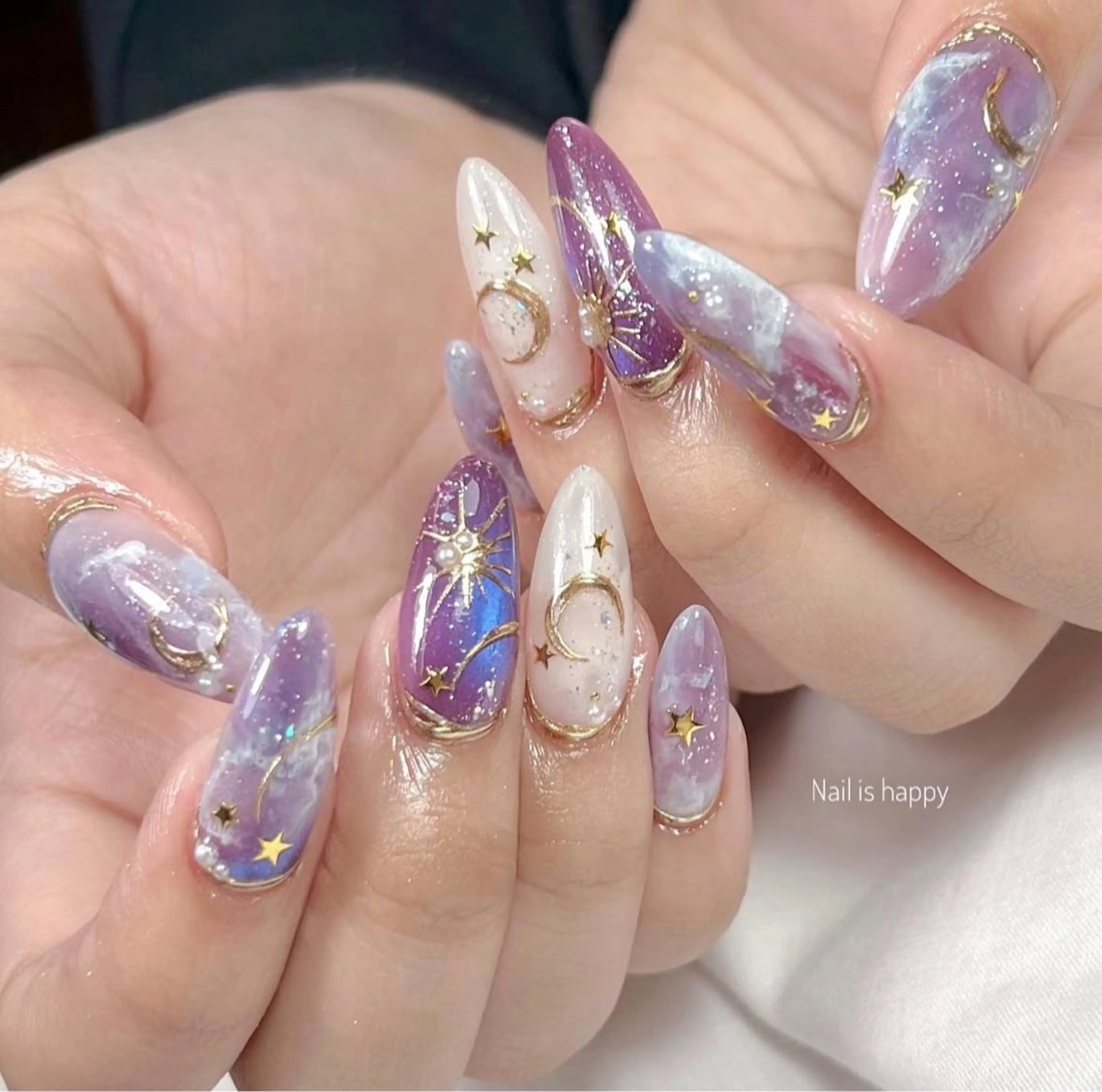 ネイル アートネイル 長さ出し ジェルネイル マグネットネイル ニュアンスネイル なな_ CloudyChanのネイルデザイン