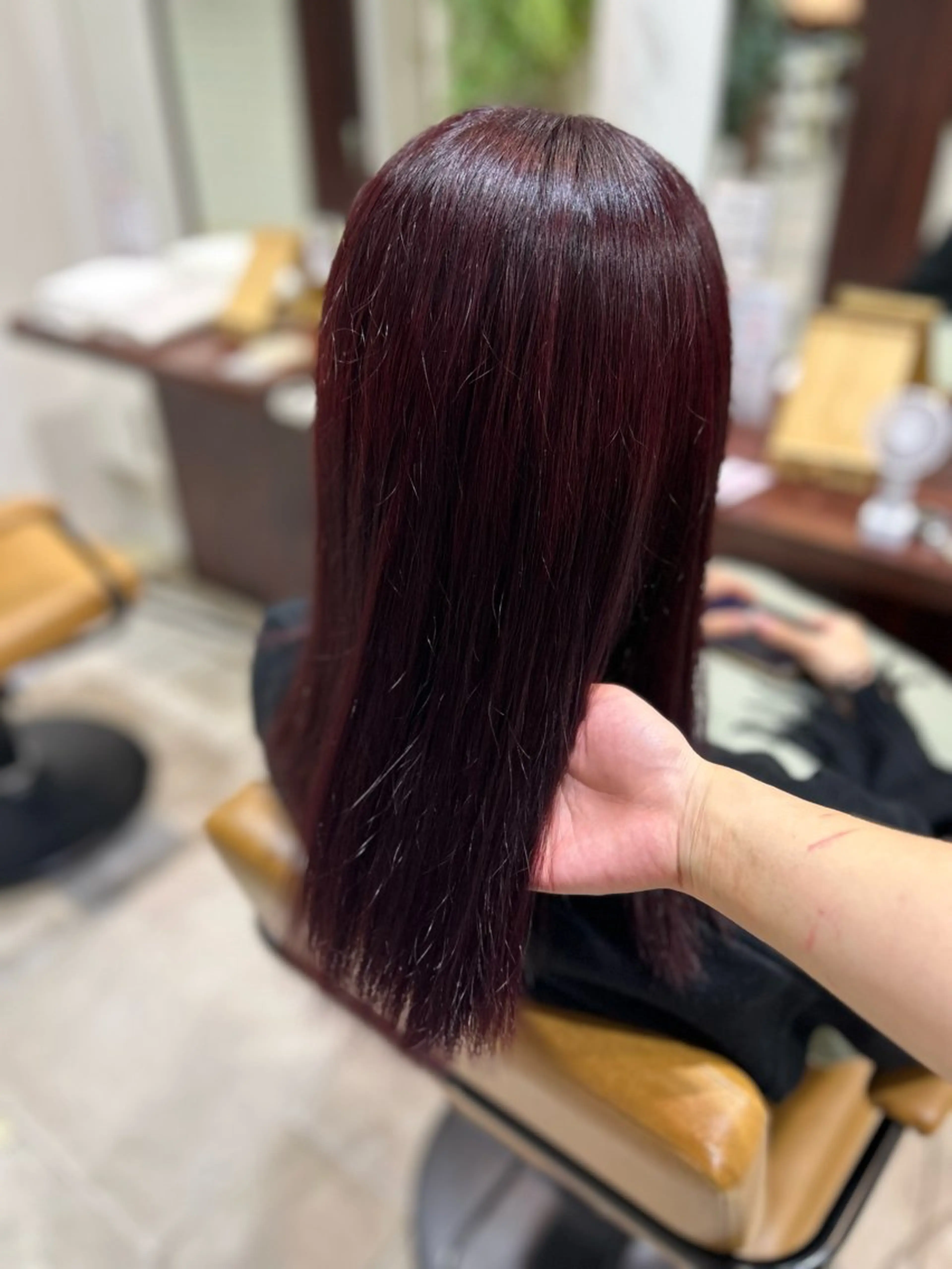 カラー ブリーチ カシス ブリーチなしカラー レッドカラー カット ヘアカラー 縮毛矯正 ピンク/艶感カラー / AIRI🎀🎀のヘアスタイル