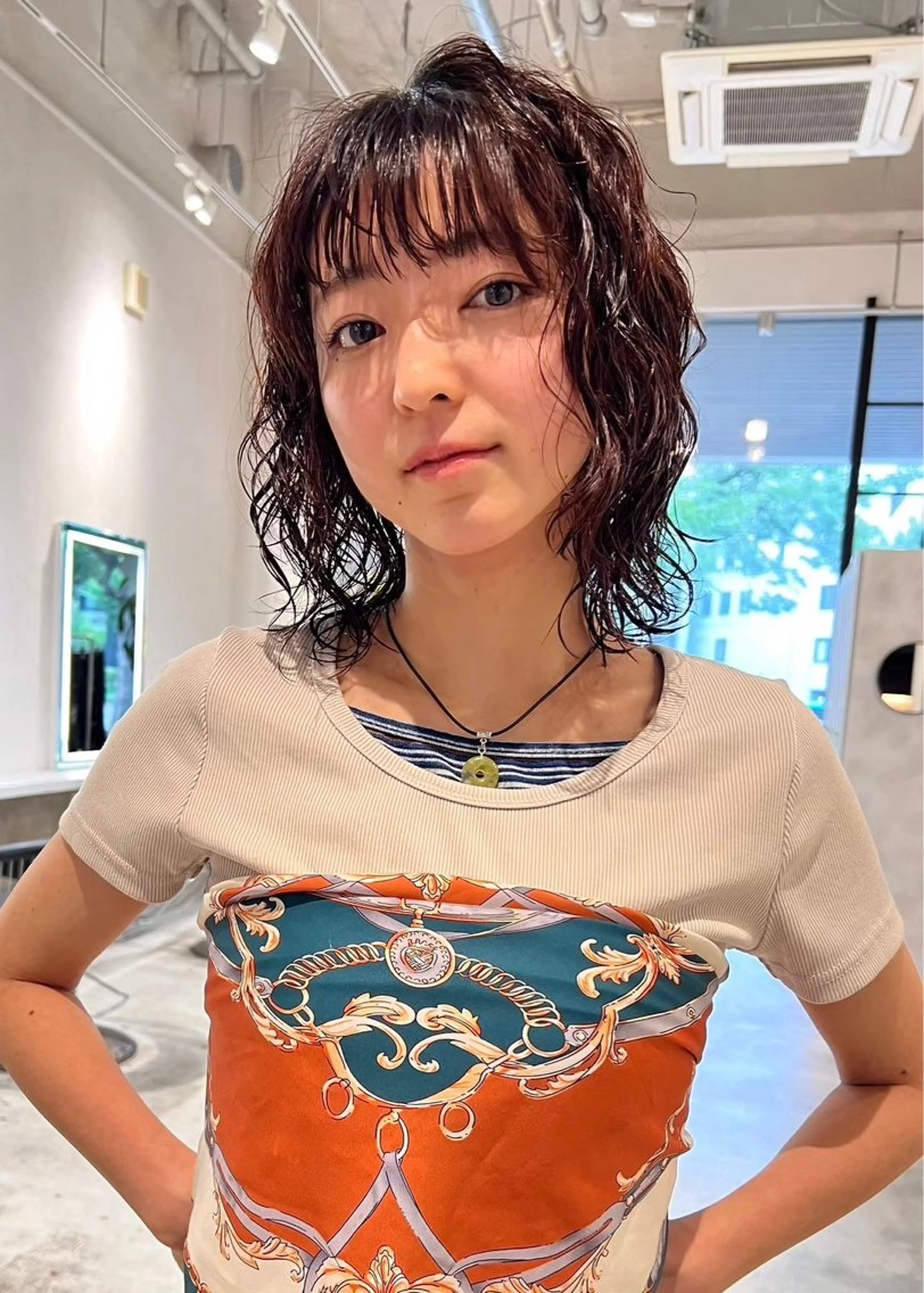 ミディアム asahi /透明感/つや/暖色のヘアスタイル