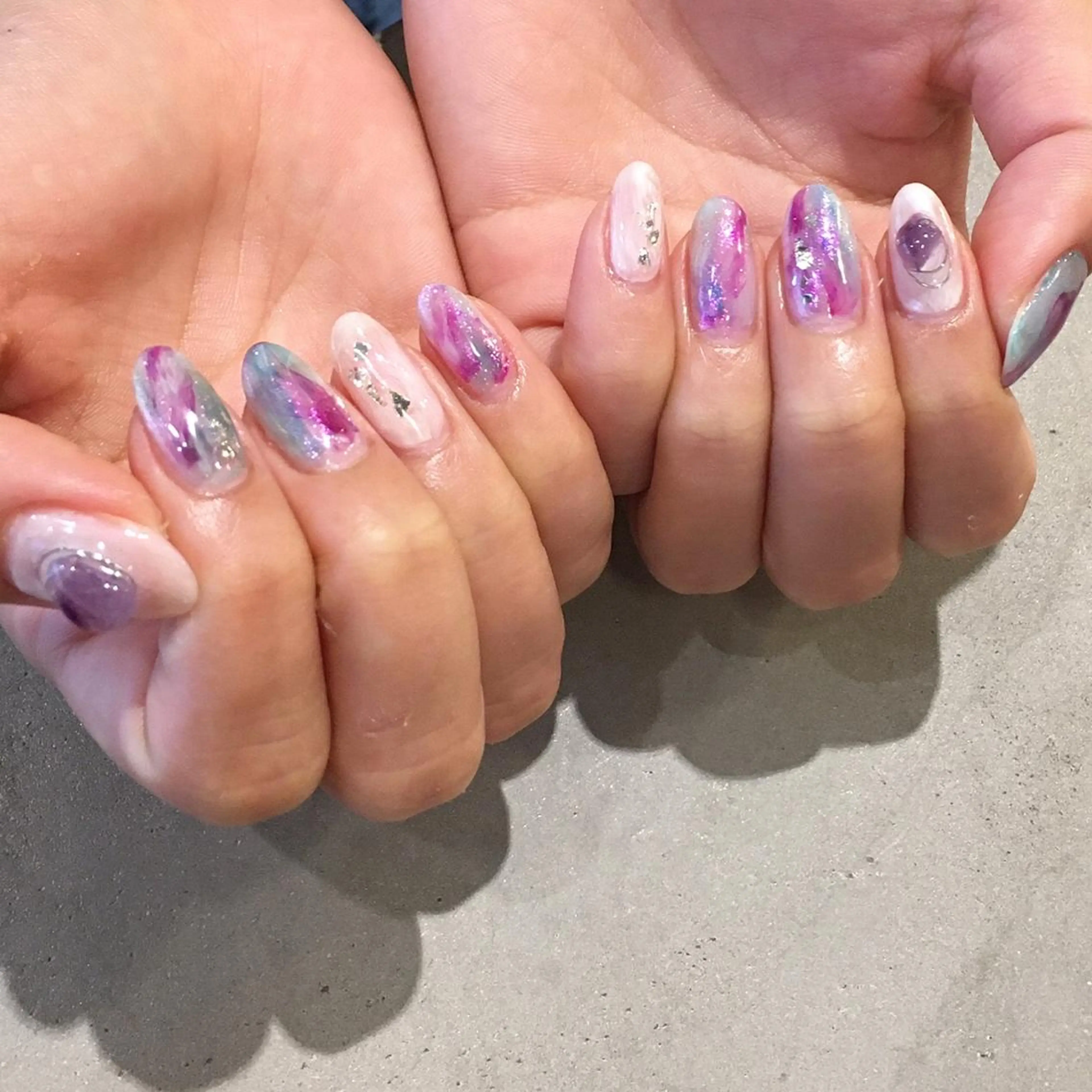 ネイル アートネイル ジェルネイル グリーン ニュアンスネイル ハンドネイル nail salon Soeurのネイルデザイン