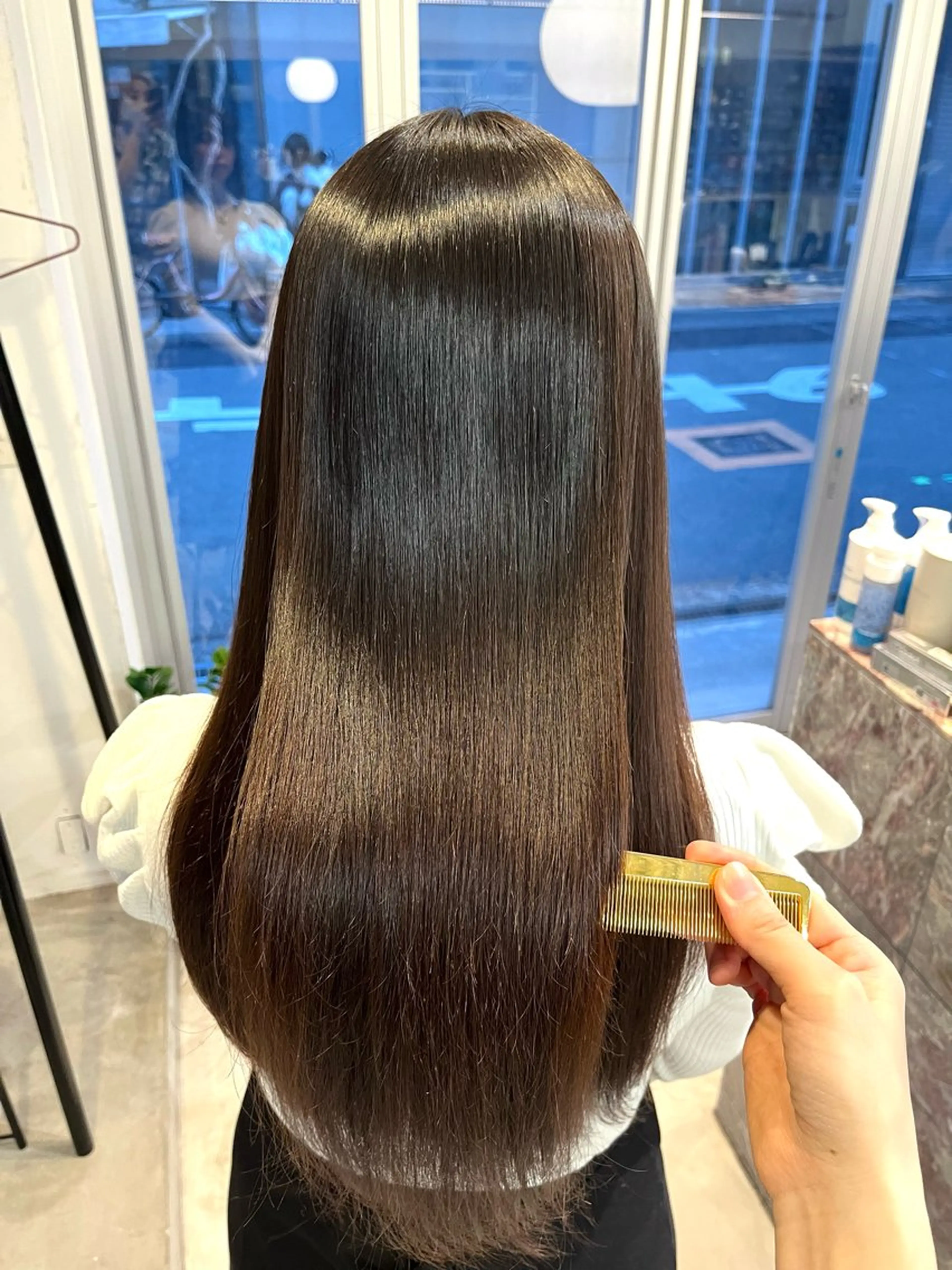 ロング カット 縮毛矯正 トリートメント 池田 寿子のヘアスタイル