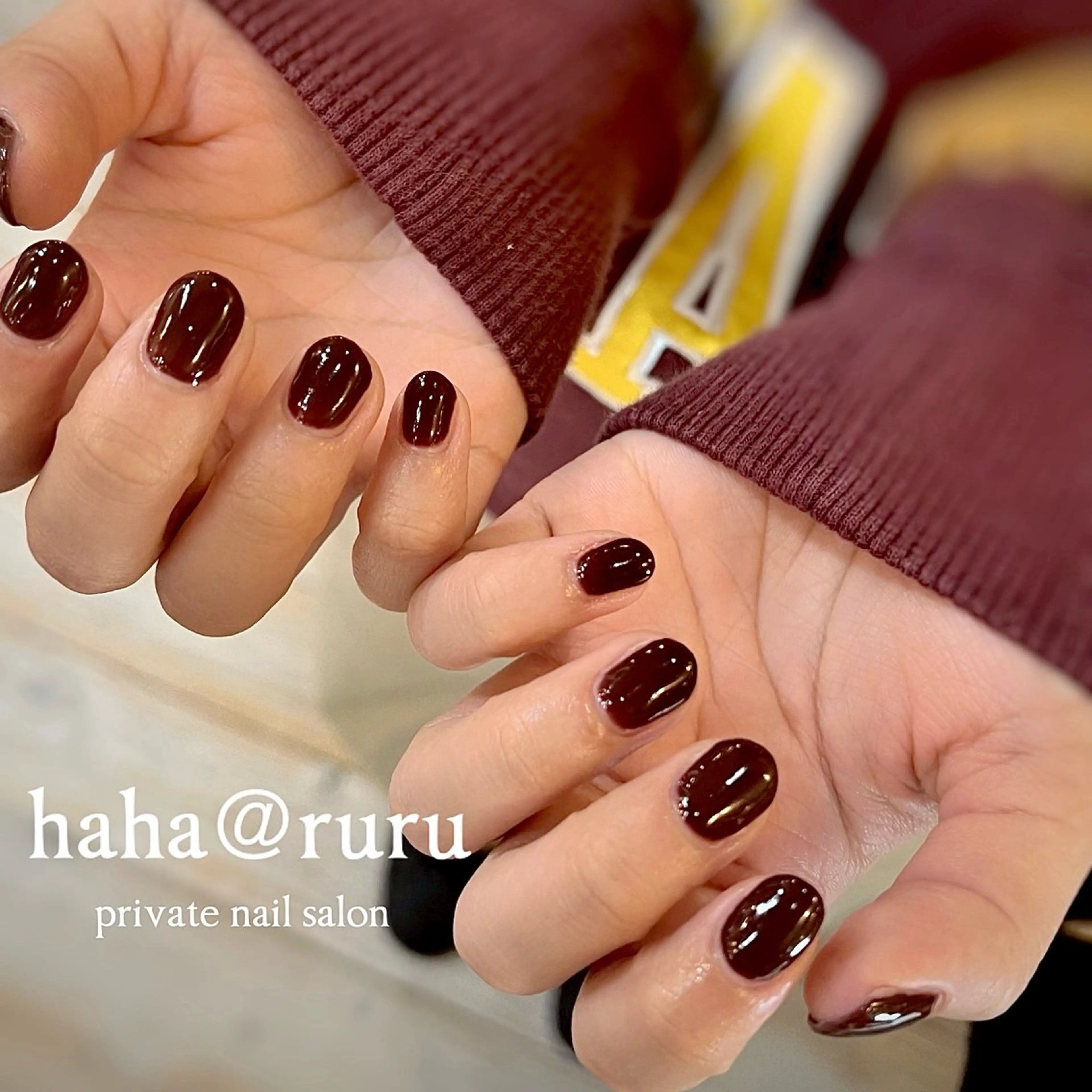 ネイル ボルドー ワンカラーネイル haha@ ruruのネイルデザイン