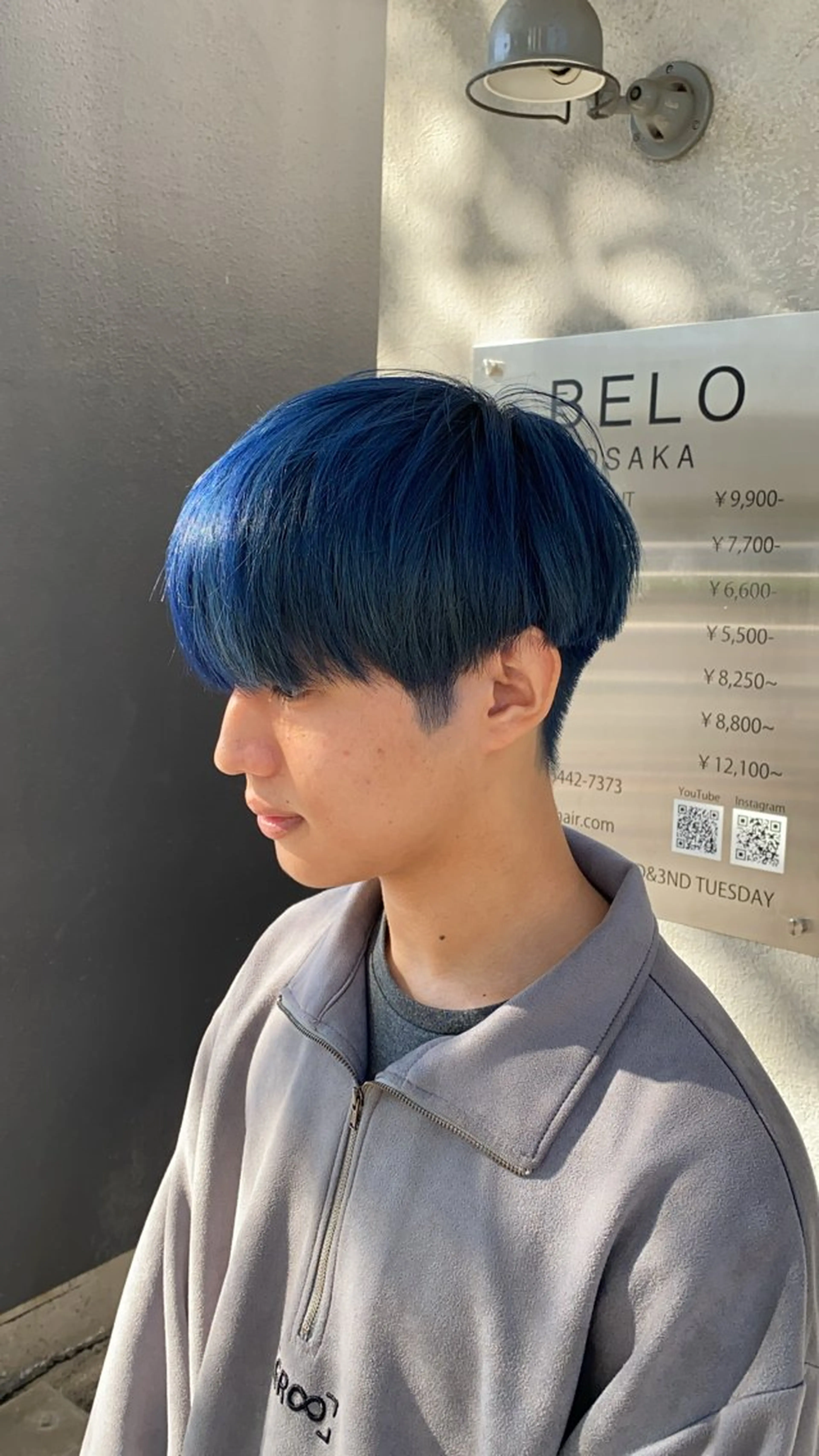 ショート カラー メンズ メンズブリーチ メンズハイトーン マッシュ ブリーチ ブルーカラー BELO/ yuzuのヘアスタイル