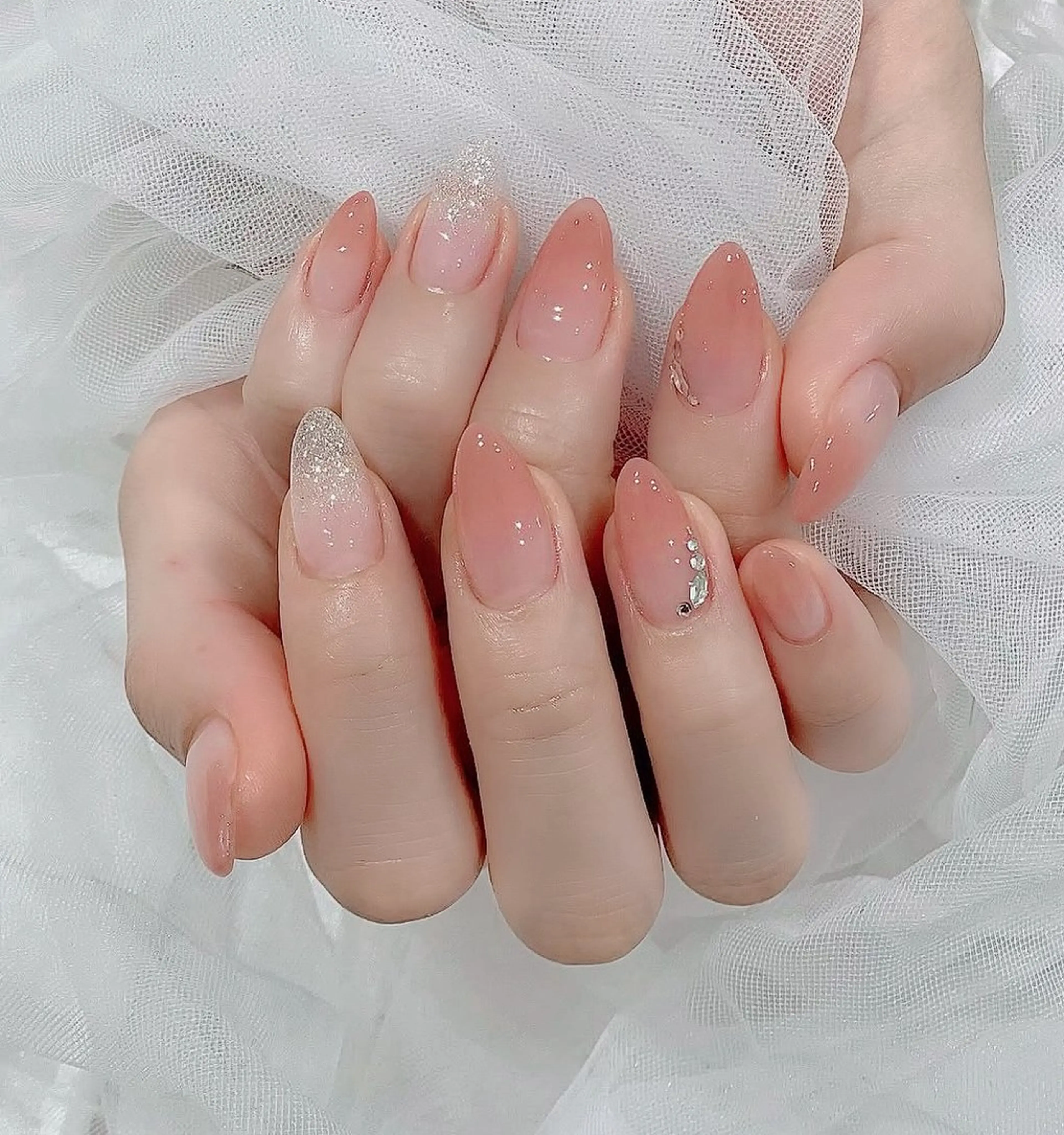ネイル ハンドネイル 🎀PG🩵 ネイルサロンのネイルデザイン