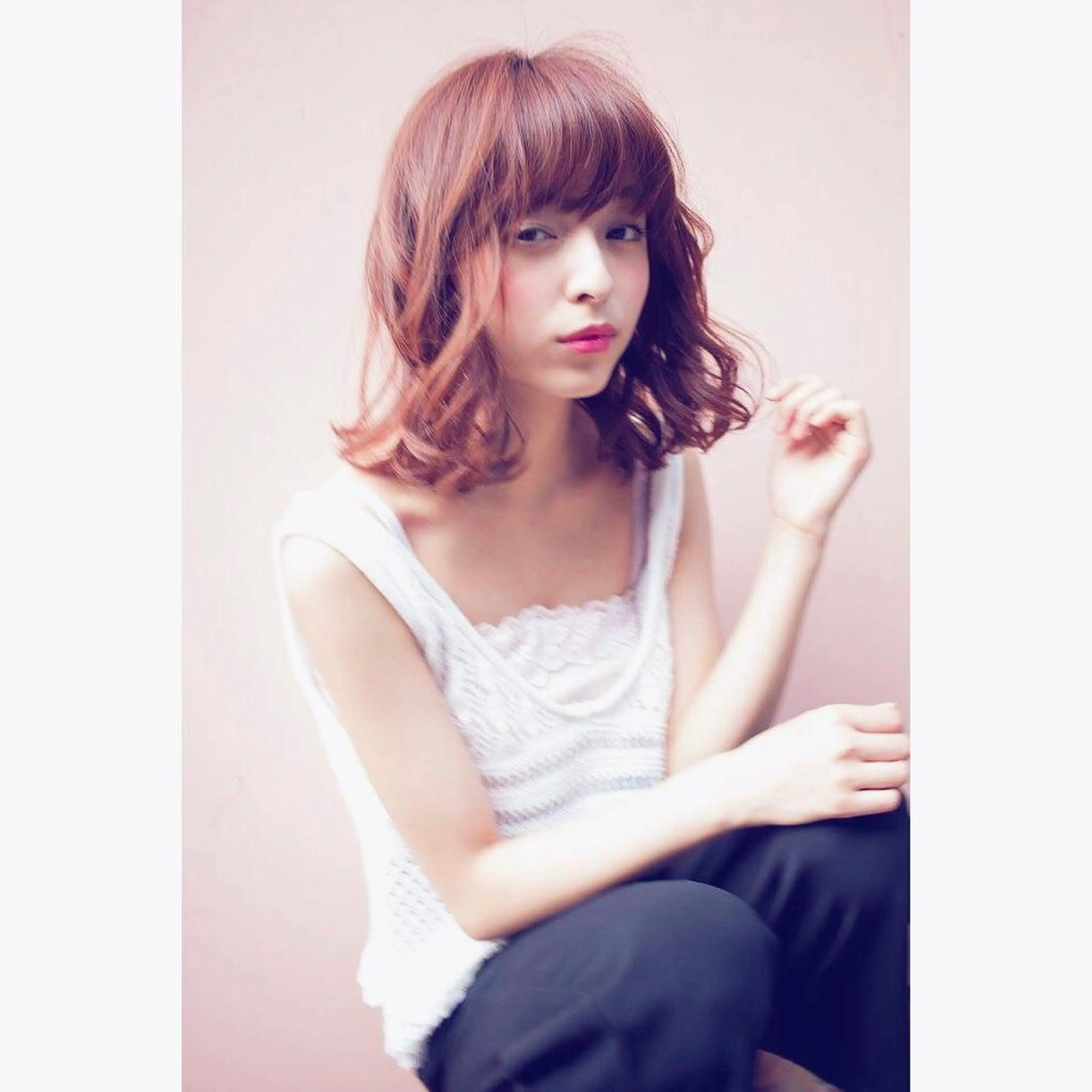 ミディアム カラー パーマ 内藤 達也のヘアスタイル