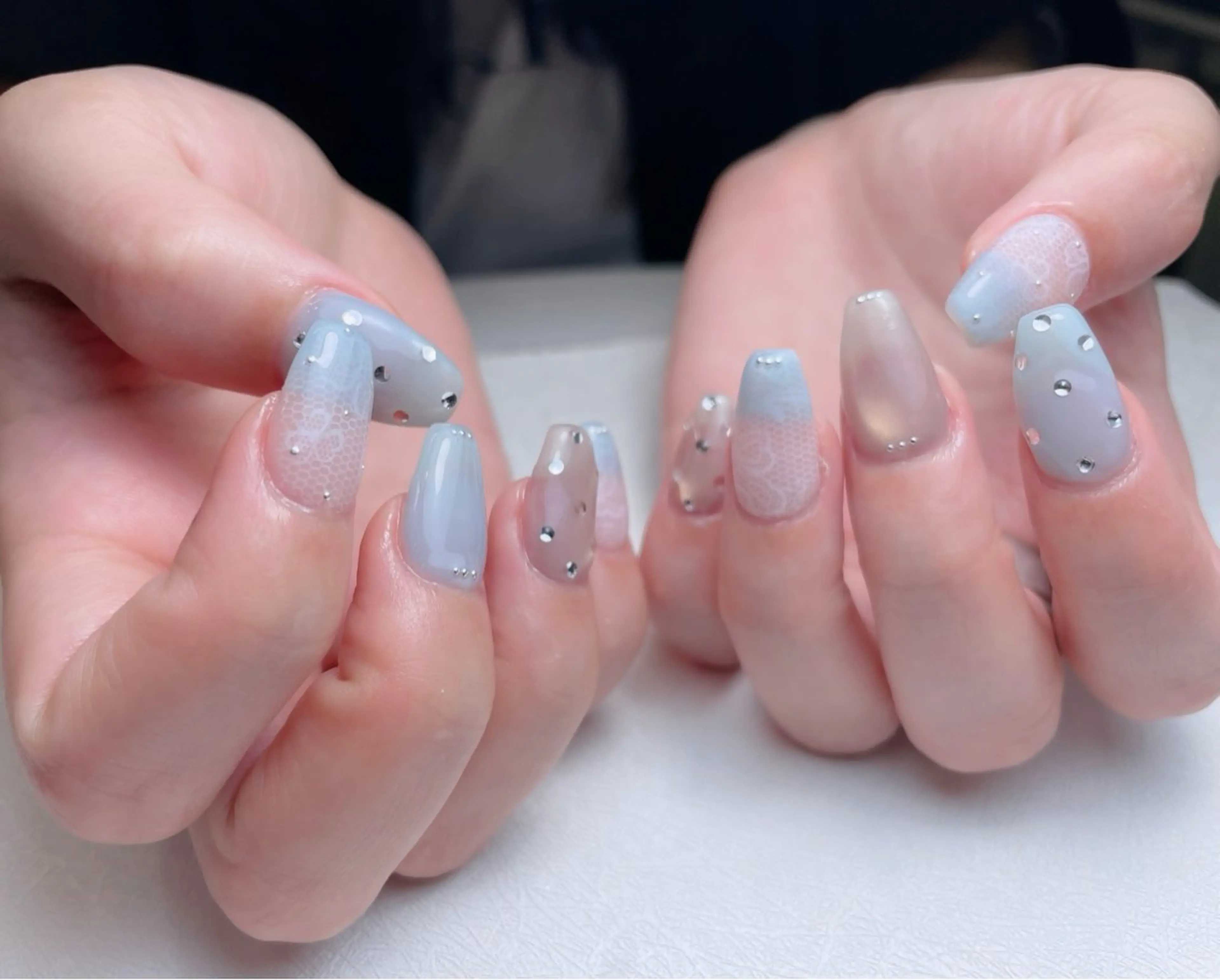 ネイル 長さ出し フットネイル フレンチネイル ジェルネイル ガラスフレンチ 中野駅から2分 MEO NAILのネイルデザイン