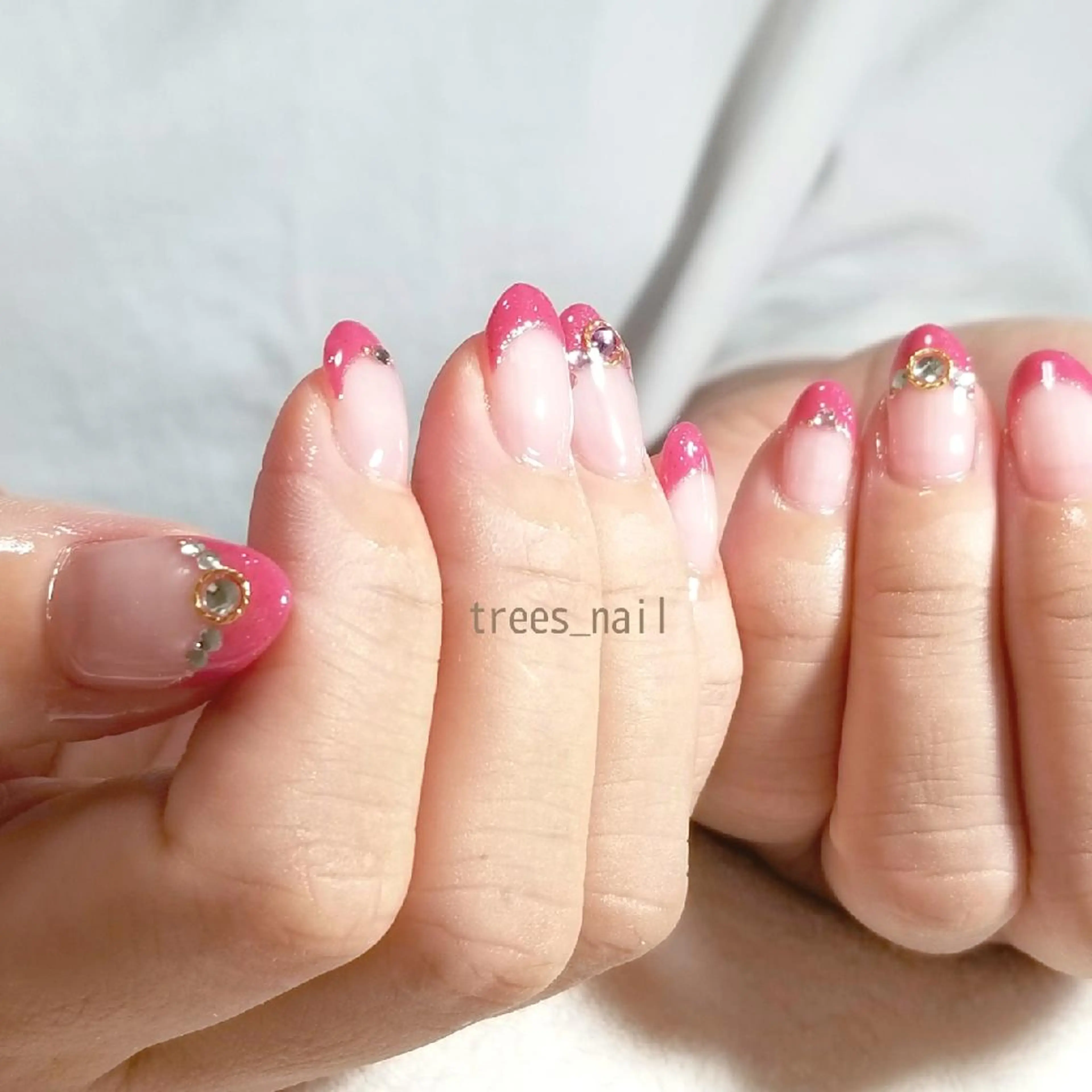 ネイル フレンチネイル ピンク trees_ nailのネイルデザイン