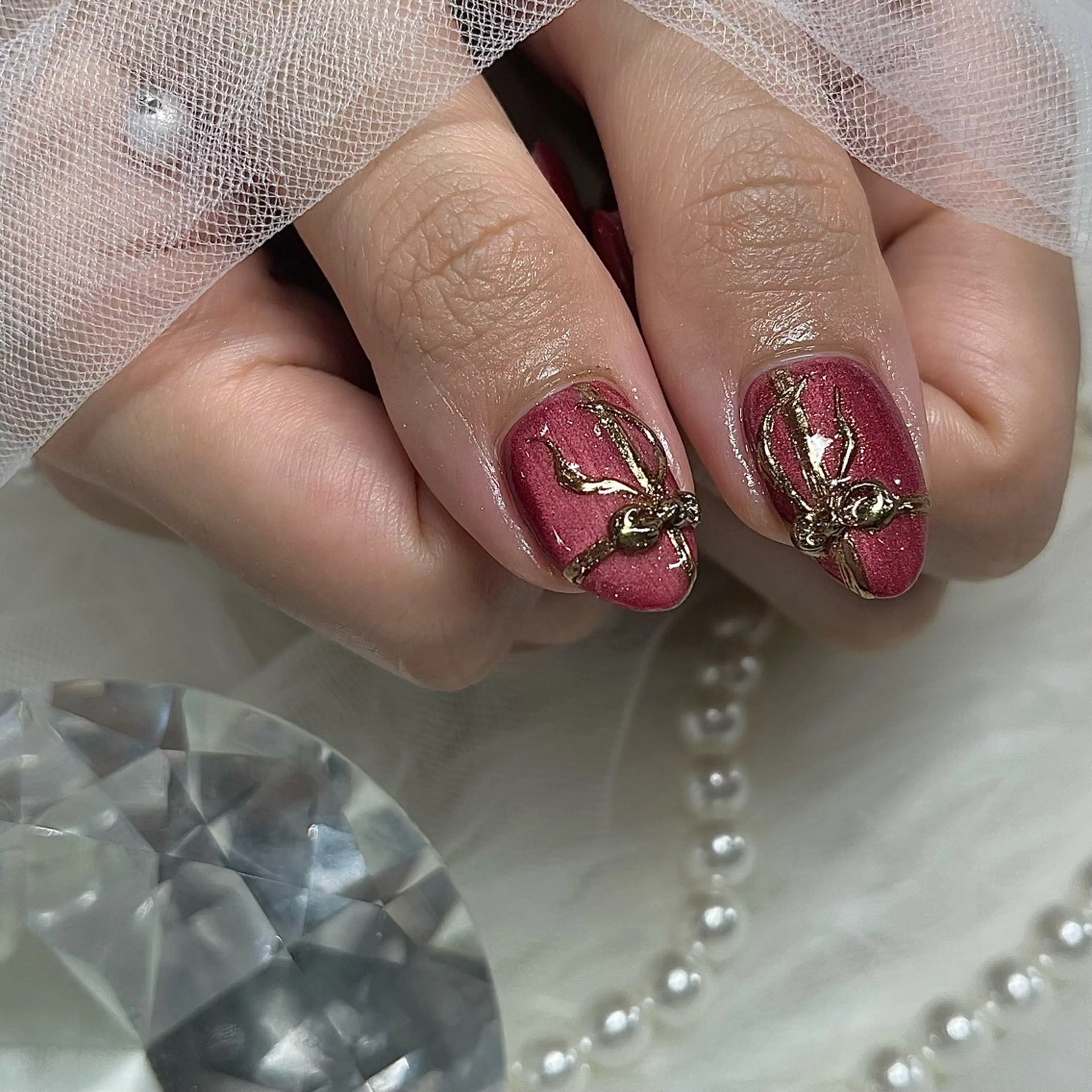 ネイル アートネイル リボン ハンドネイル Babel新町店 _mao🩵のネイルデザイン