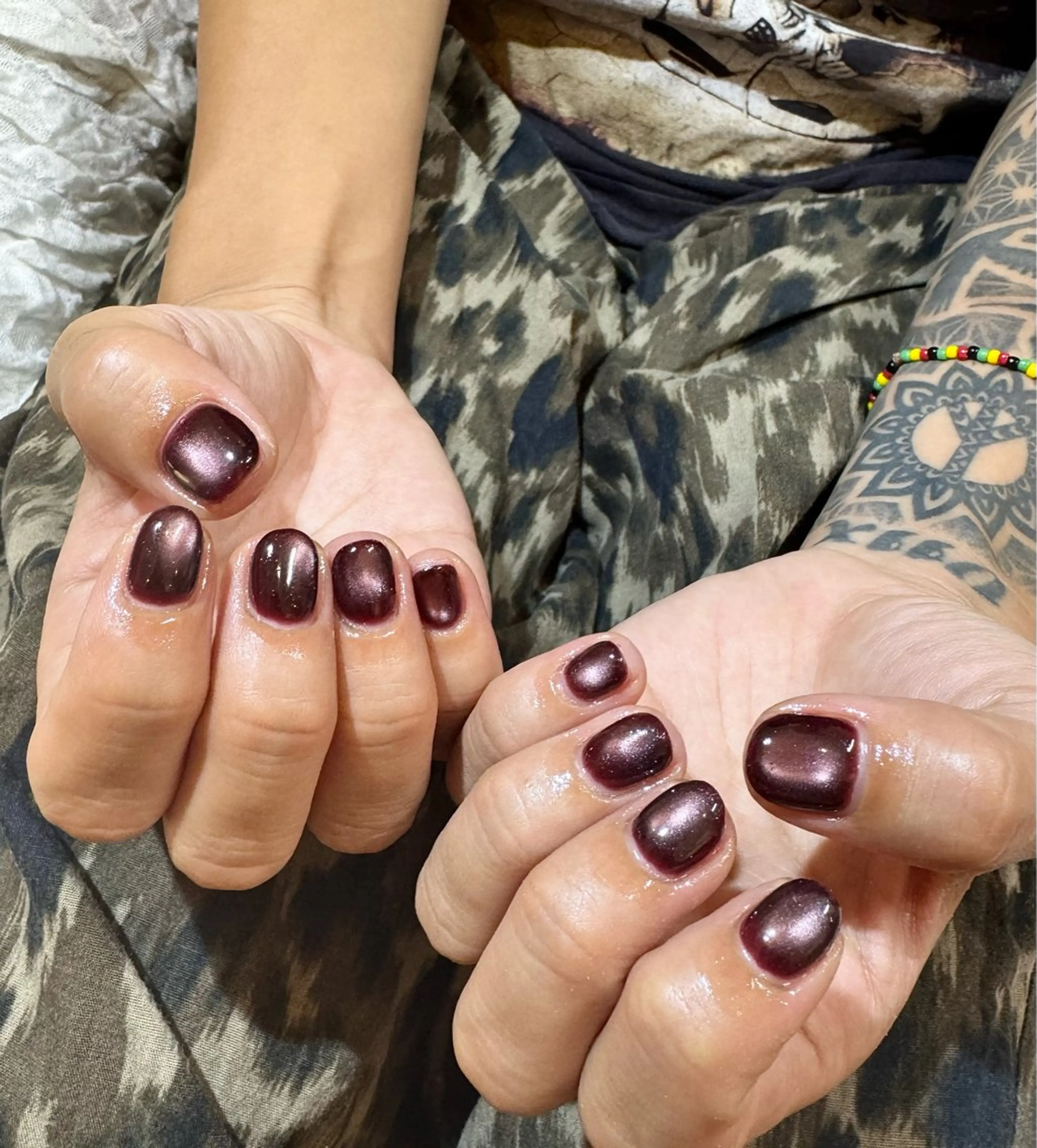 ネイル ボルドー ジェルネイル マグネットネイル メンズネイル ショートネイル ハンドネイル MIMnail メンズネイリストのネイルデザイン