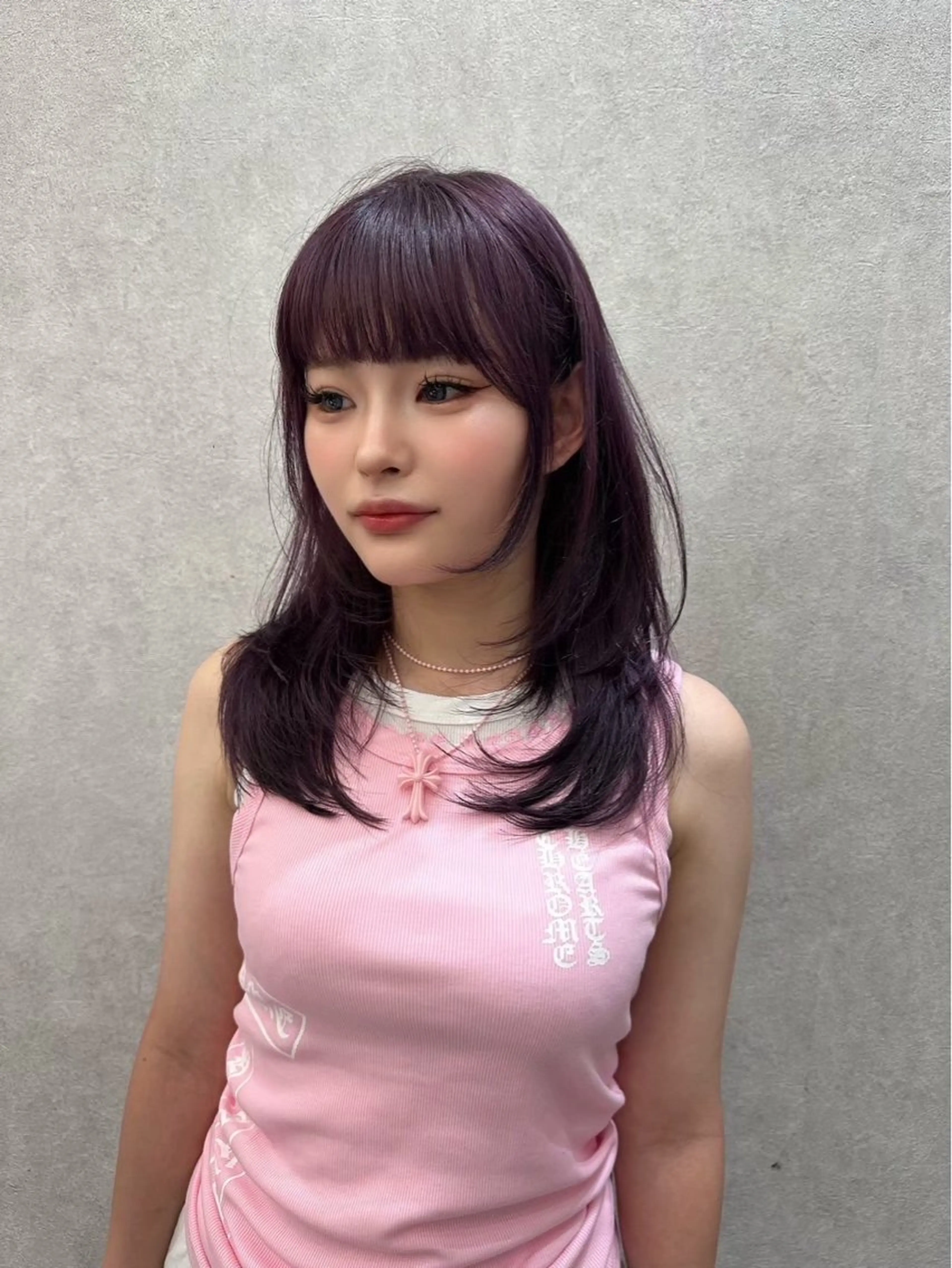 ミディアム カラー ヘアアレンジ ベージュカラー ブリーチ 透明感カラー ブリーチなしカラー 髪質改善 【博多髪質改善】 吉村　清志のヘアスタイル
