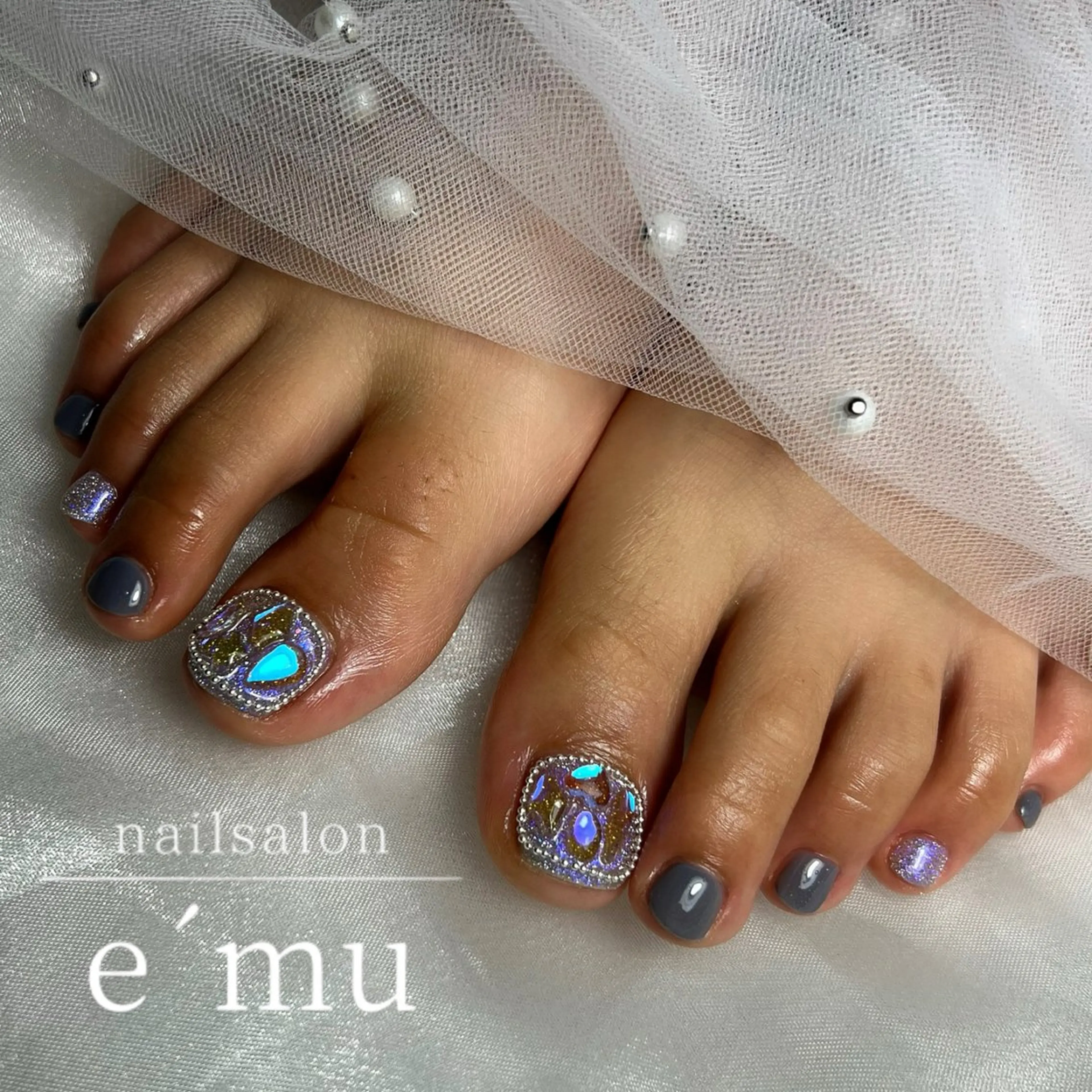 ネイル 氷ネイル・うるうるネイル フットネイル nailsalon e´muのネイルデザイン