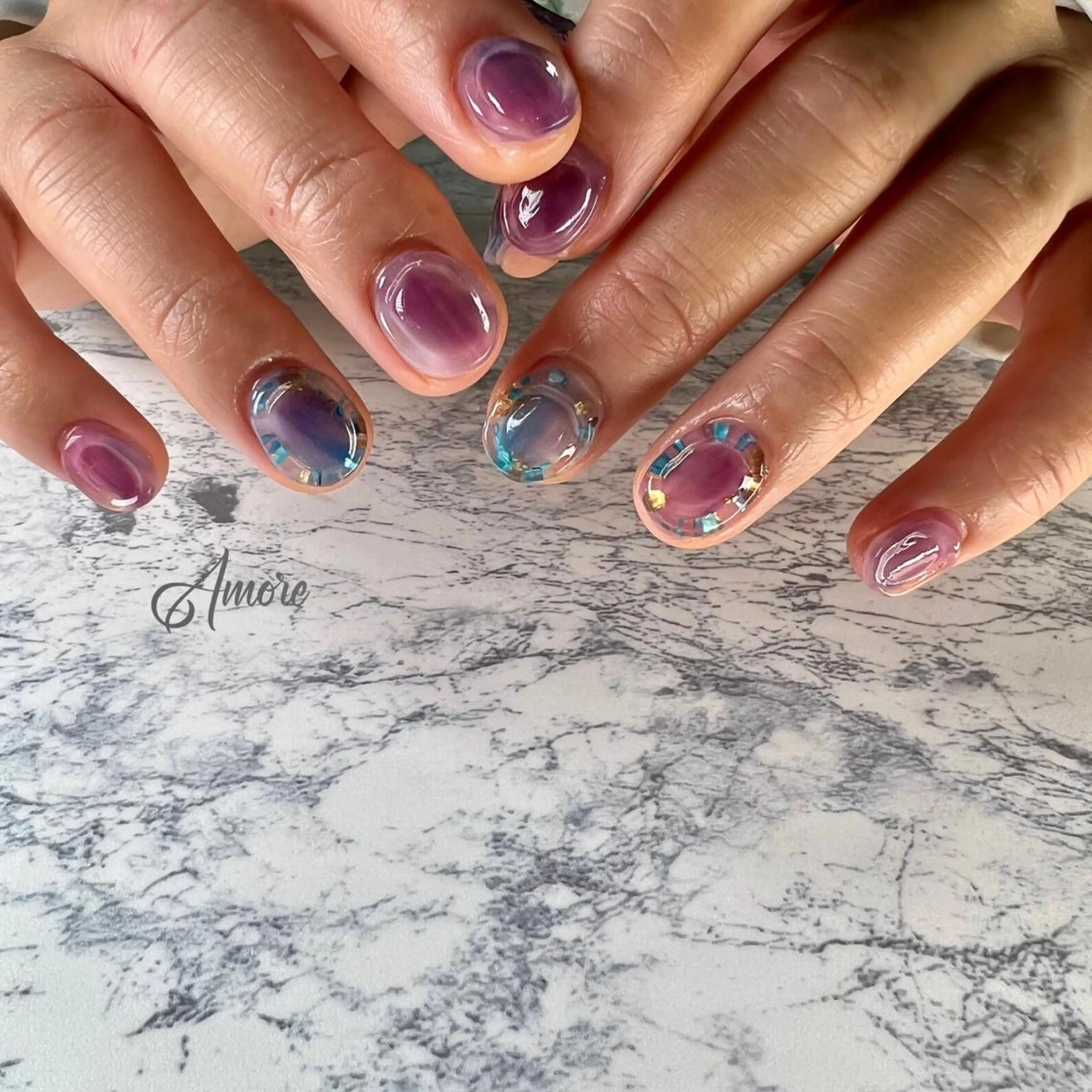 ネイル ジェルネイル 氷ネイル・うるうるネイル マグネットネイル ミラーネイル ニュアンスネイル You kyehwaのネイルデザイン