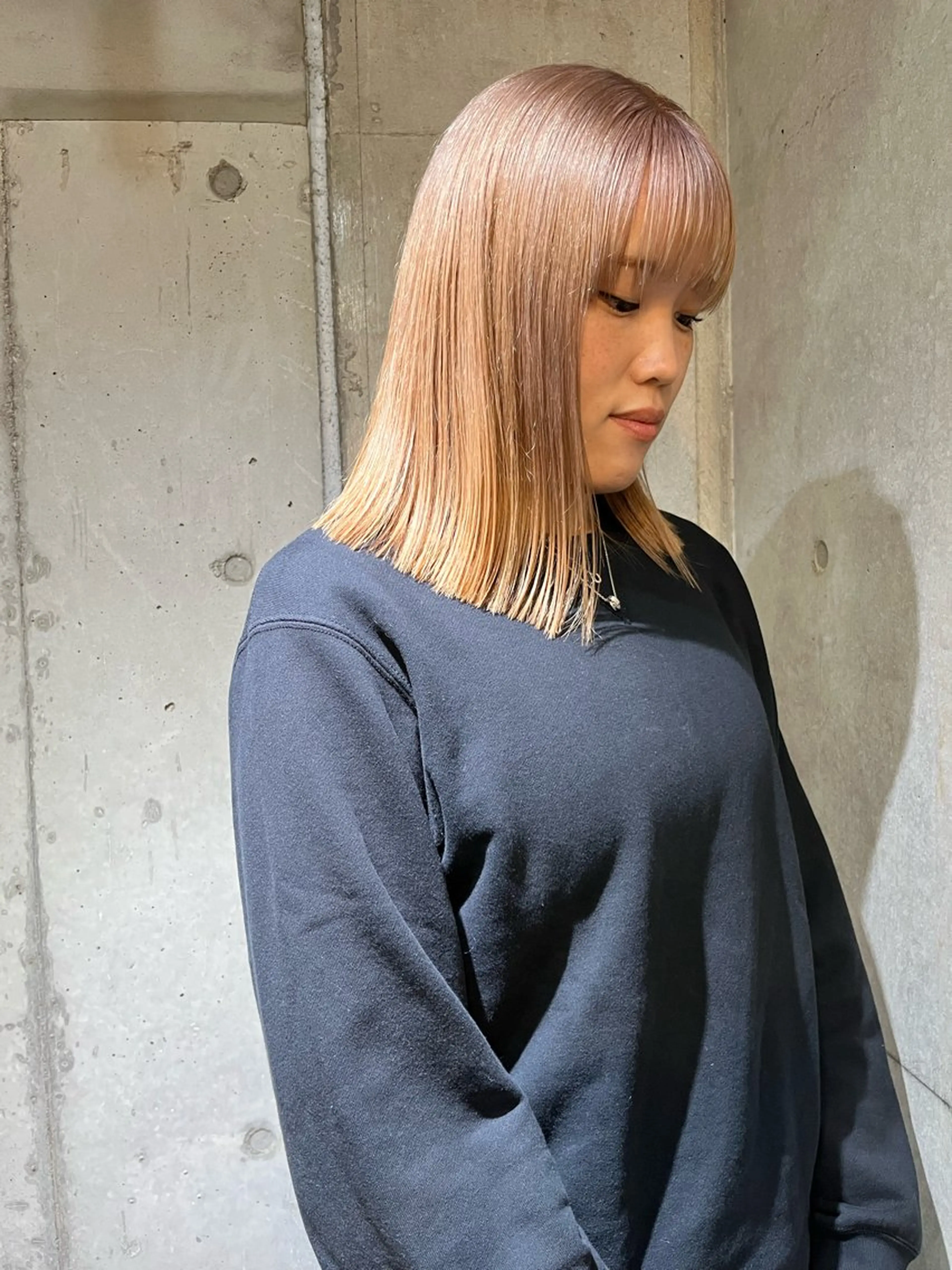 ミディアム カラー カット ヘアカラー トリートメント ハイトーン/顔まわり レイヤー/YUKAのヘアスタイル