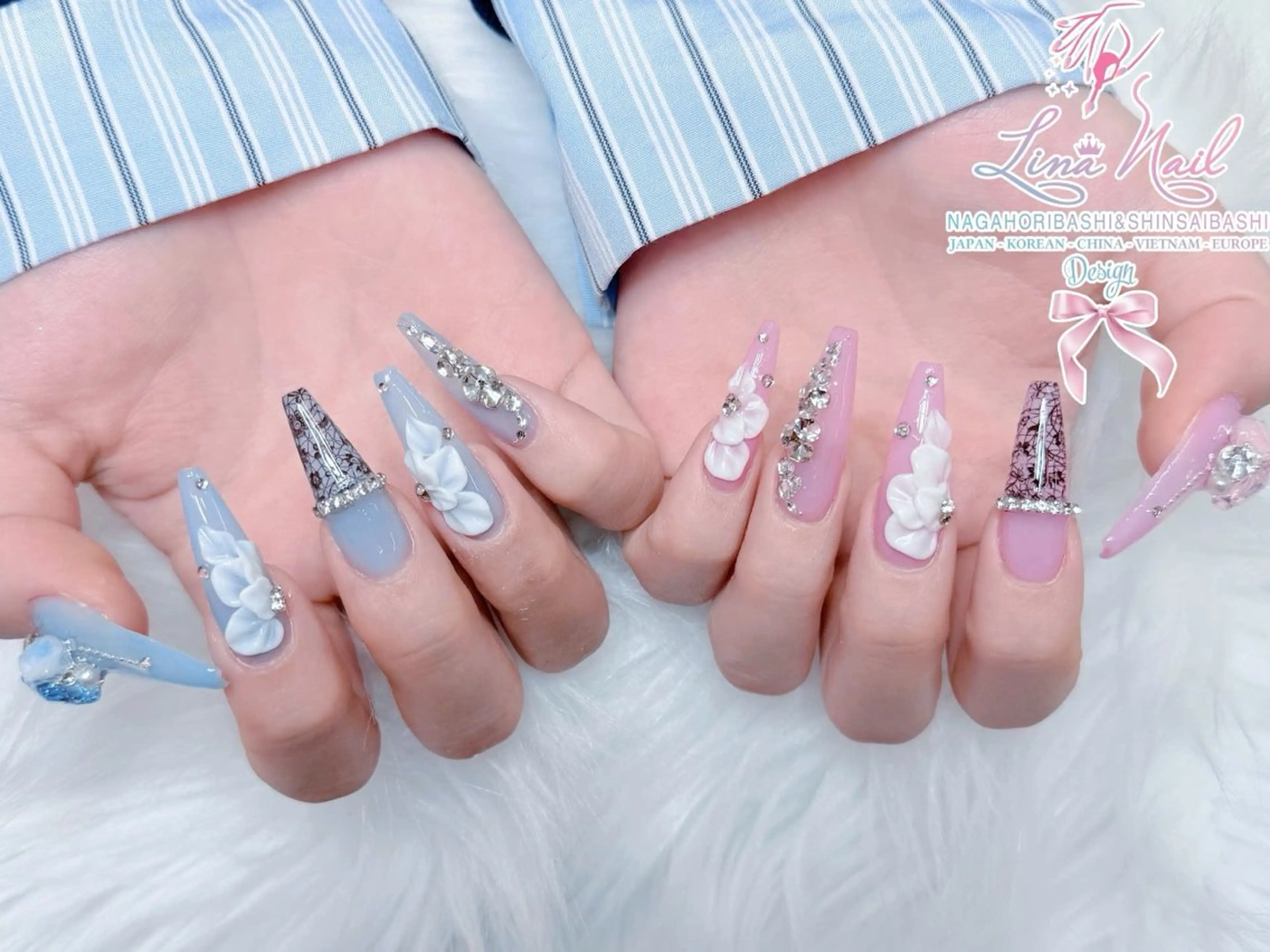 セミロング 韓国風ヘア クリスマス ハンドネイル Linanail Nambaのマツエク・マツパデザイン