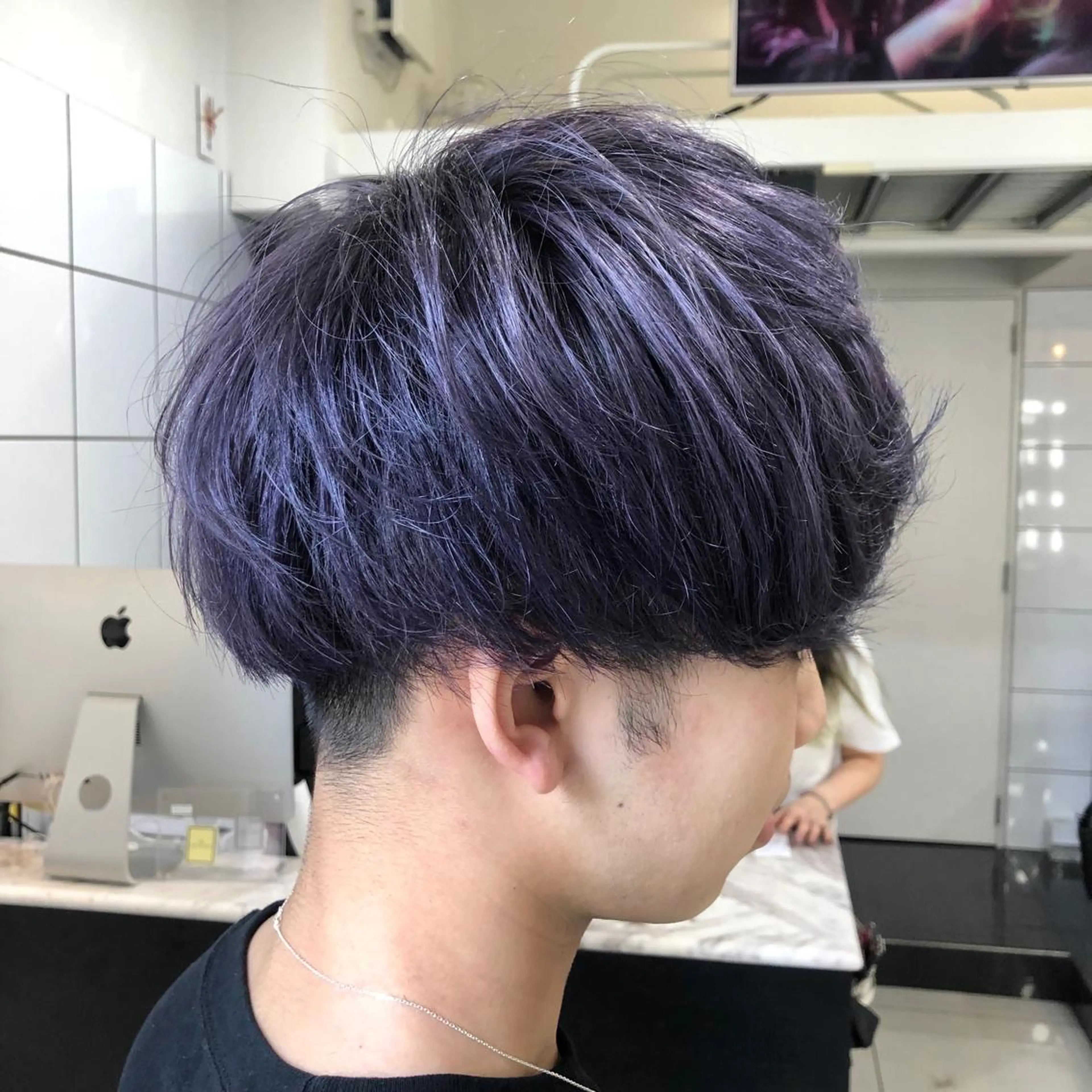 ショート カラー ブリーチ ブルーカラー ブルーラベンダー ラベンダーカラー カット ヘアカラー メンズパーマ特化 🌟Gakutoのヘアスタイル