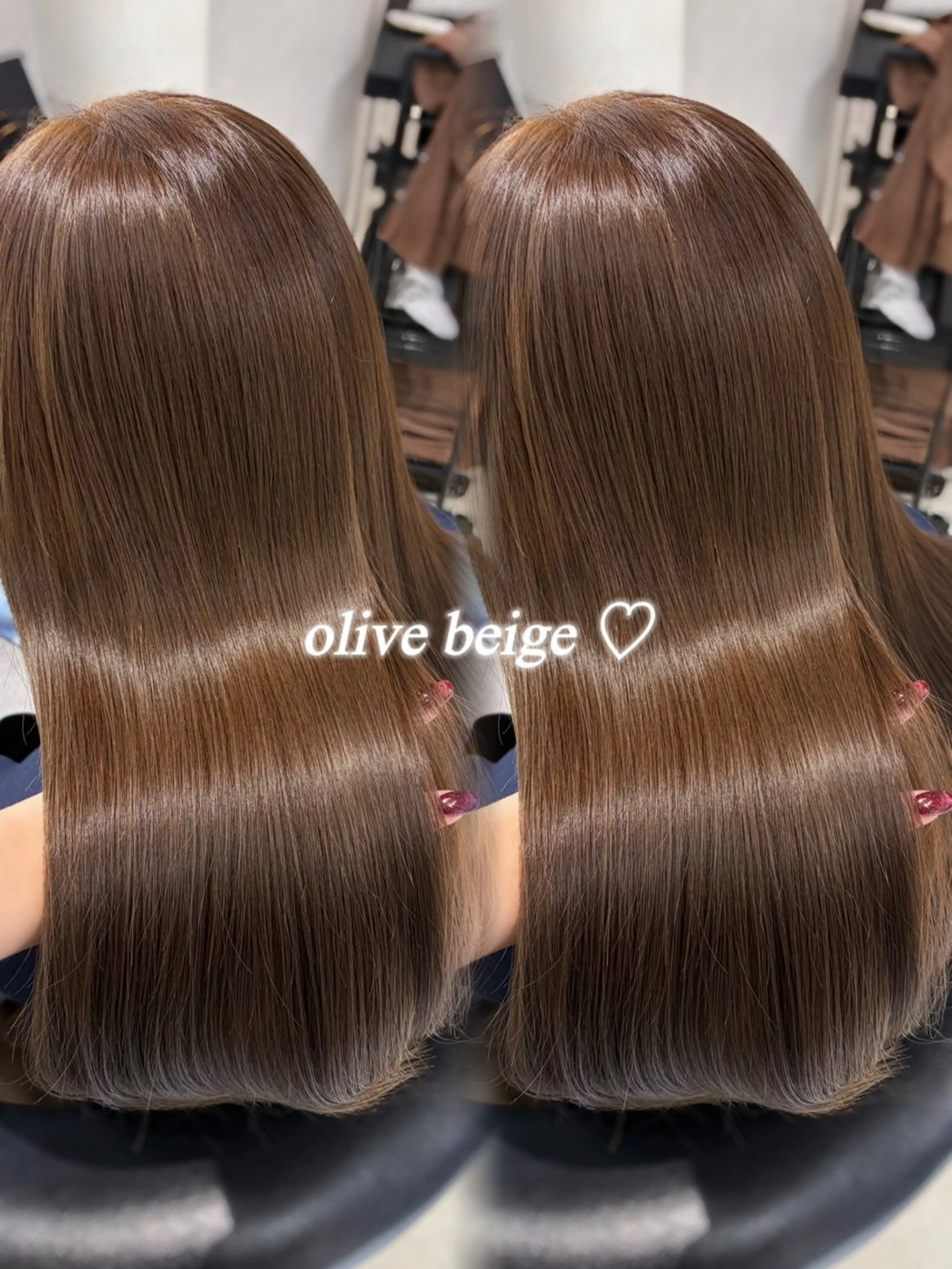 ロング カラー ベージュカラー 透明感カラー オリーブベージュ カット ヘアカラー トリートメント 韓国レイヤー×モテ髪 /MITSUKI🤍のヘアスタイル