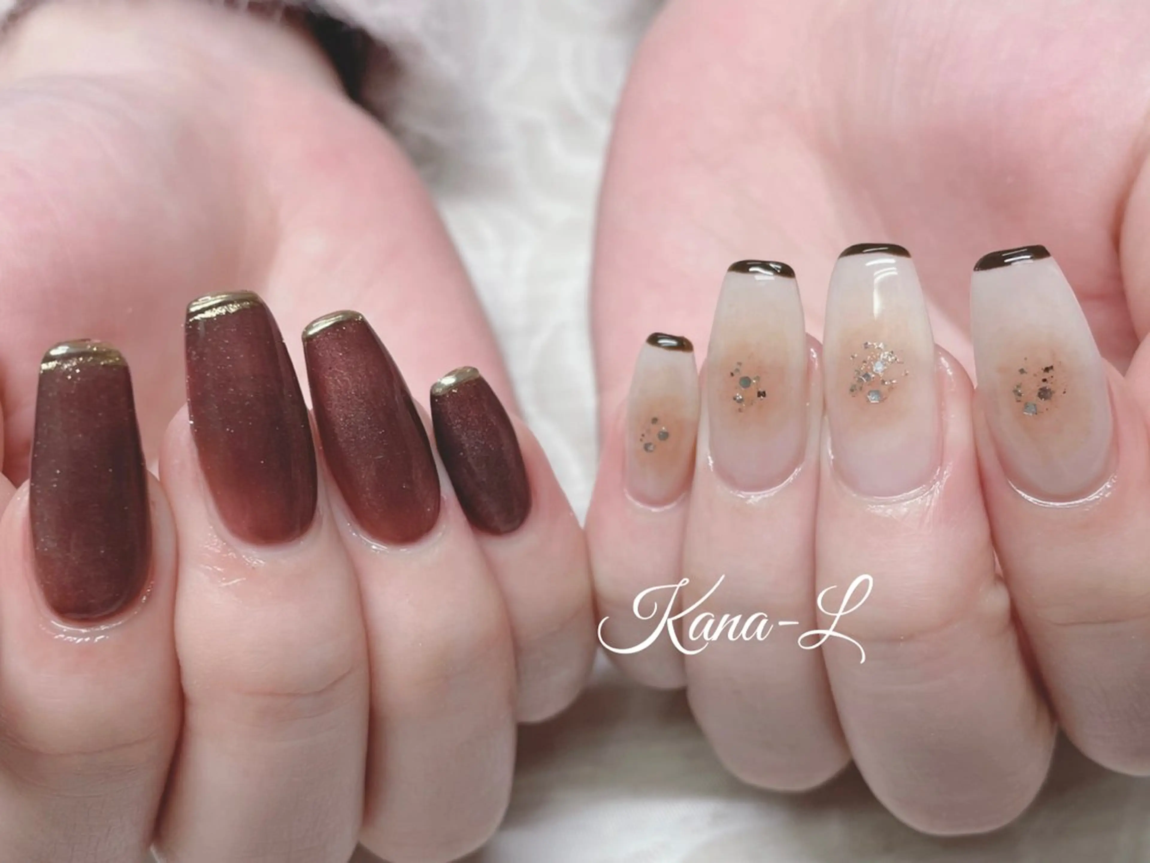 ネイル チークネイル フレンチネイル ジェルネイル マグネットネイル パラジェル 芦辺 香奈のネイルデザイン