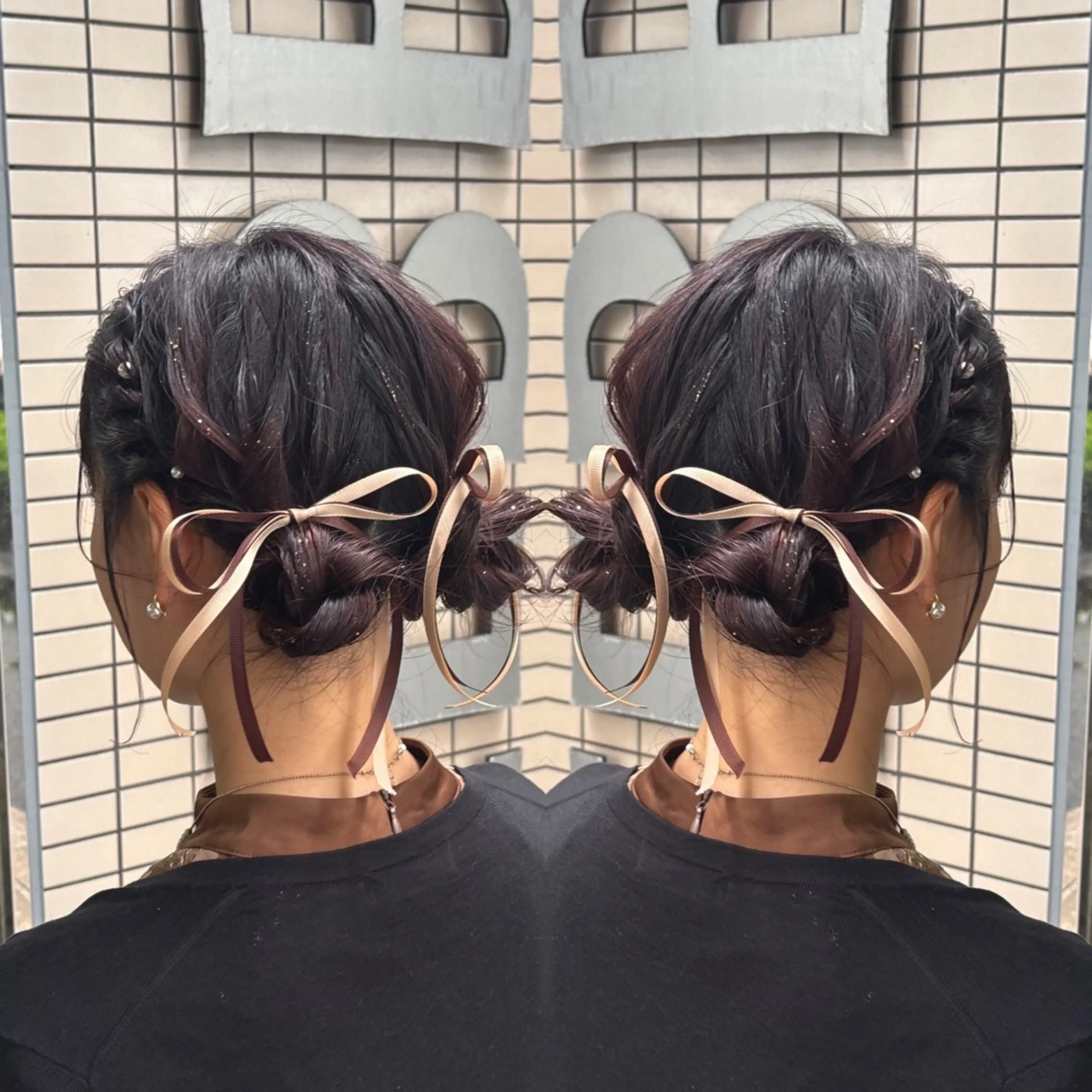 ミディアム ヘアアレンジ 💎ハイトーン/艶 カラー モエカ💎のヘアスタイル