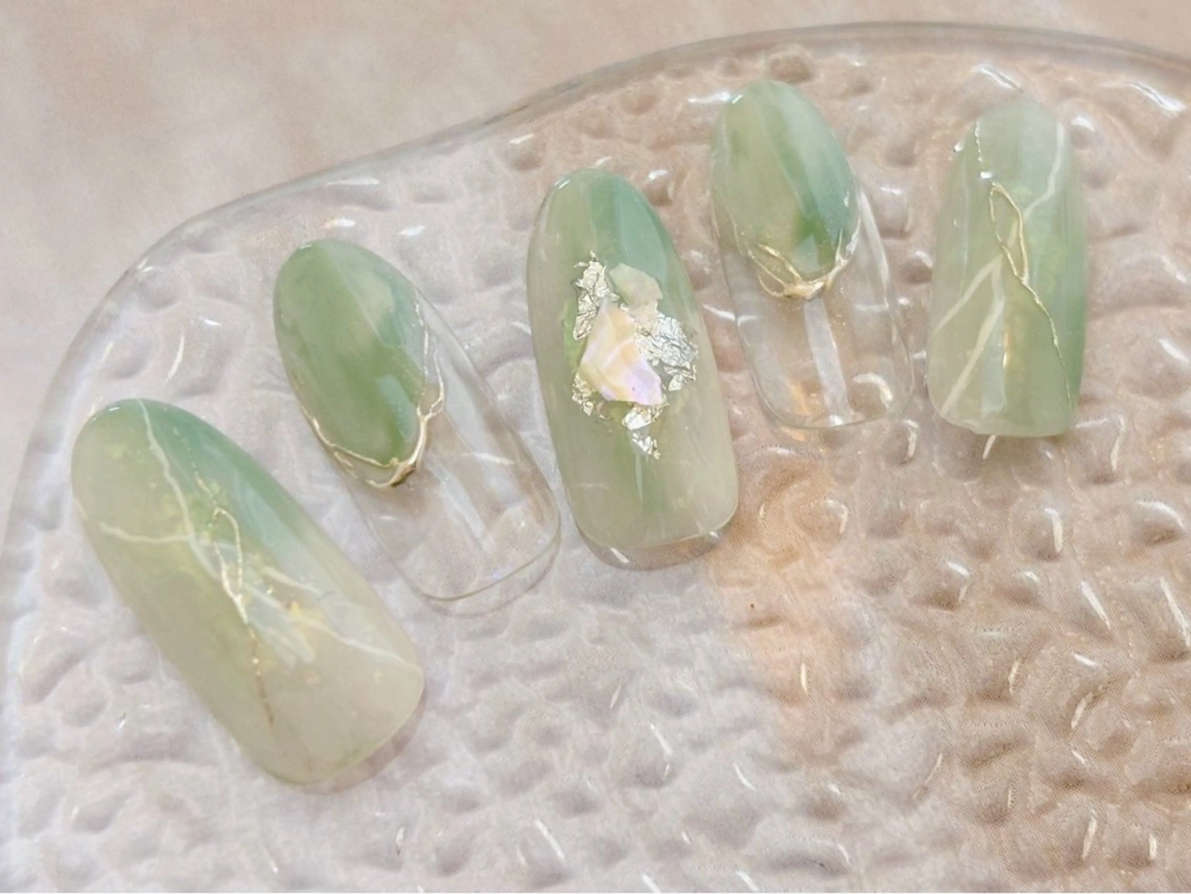 ネイル アートネイル グリーン 大理石ネイル(マーブル) tanaka ◡̈のネイルデザイン