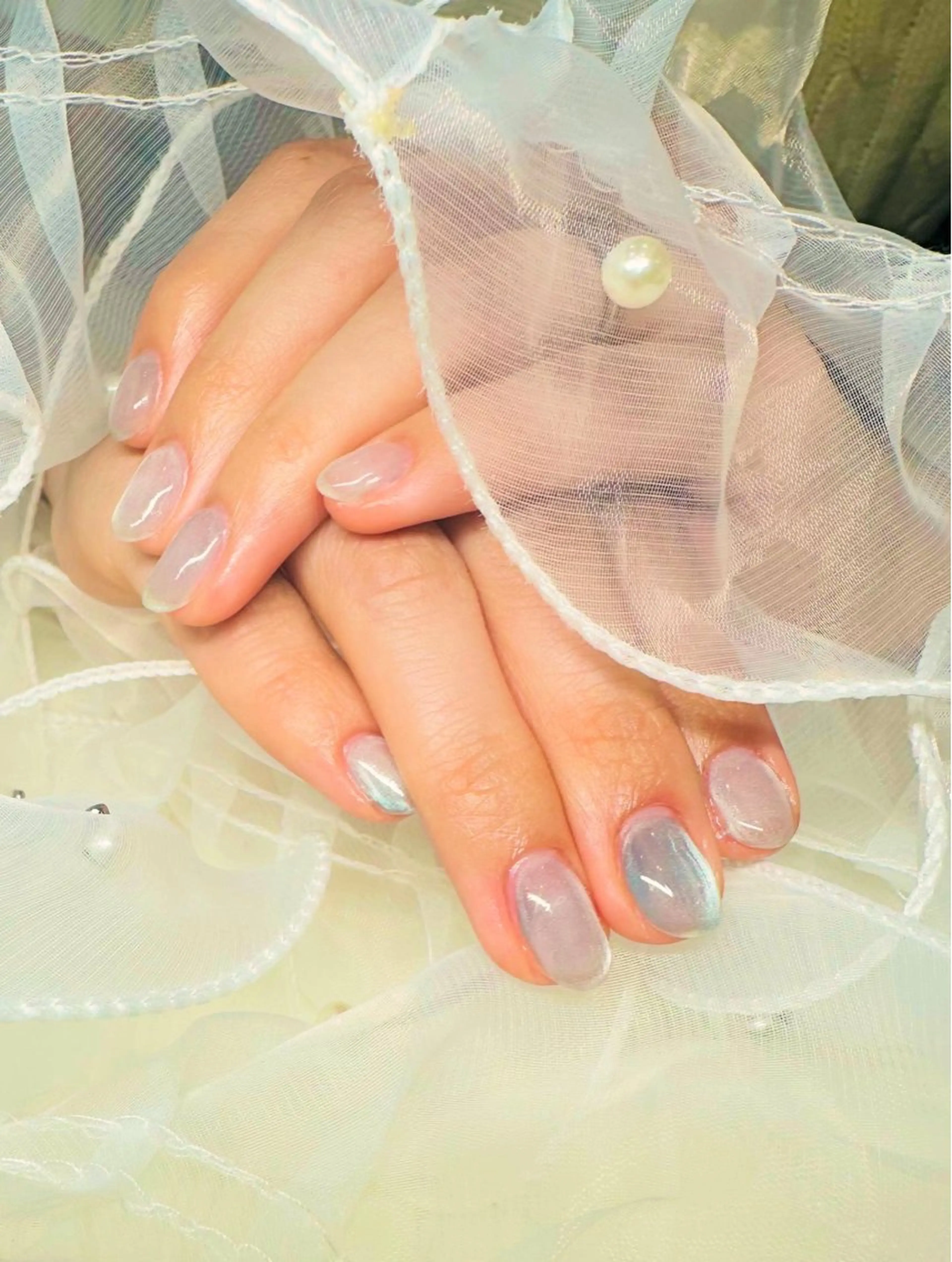 ネイル ブルー マグネットネイル シルバー ハンドネイル 田端 笑理菜のネイルデザイン