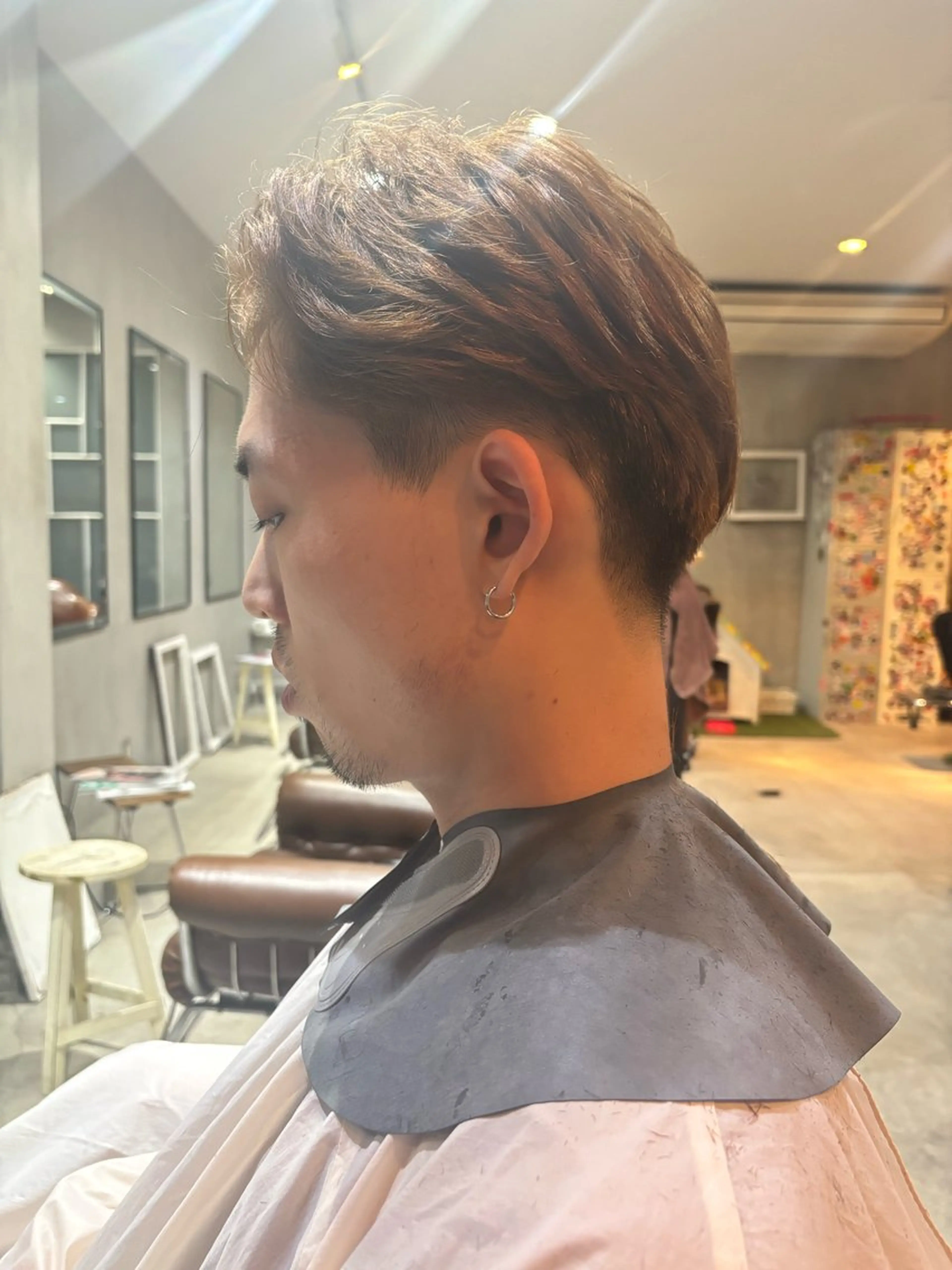 ショート パーマ メンズ センターパート フェードカット 刈り上げ ショートヘア 中目黒メンズ刈り上げ Harunaのヘアスタイル