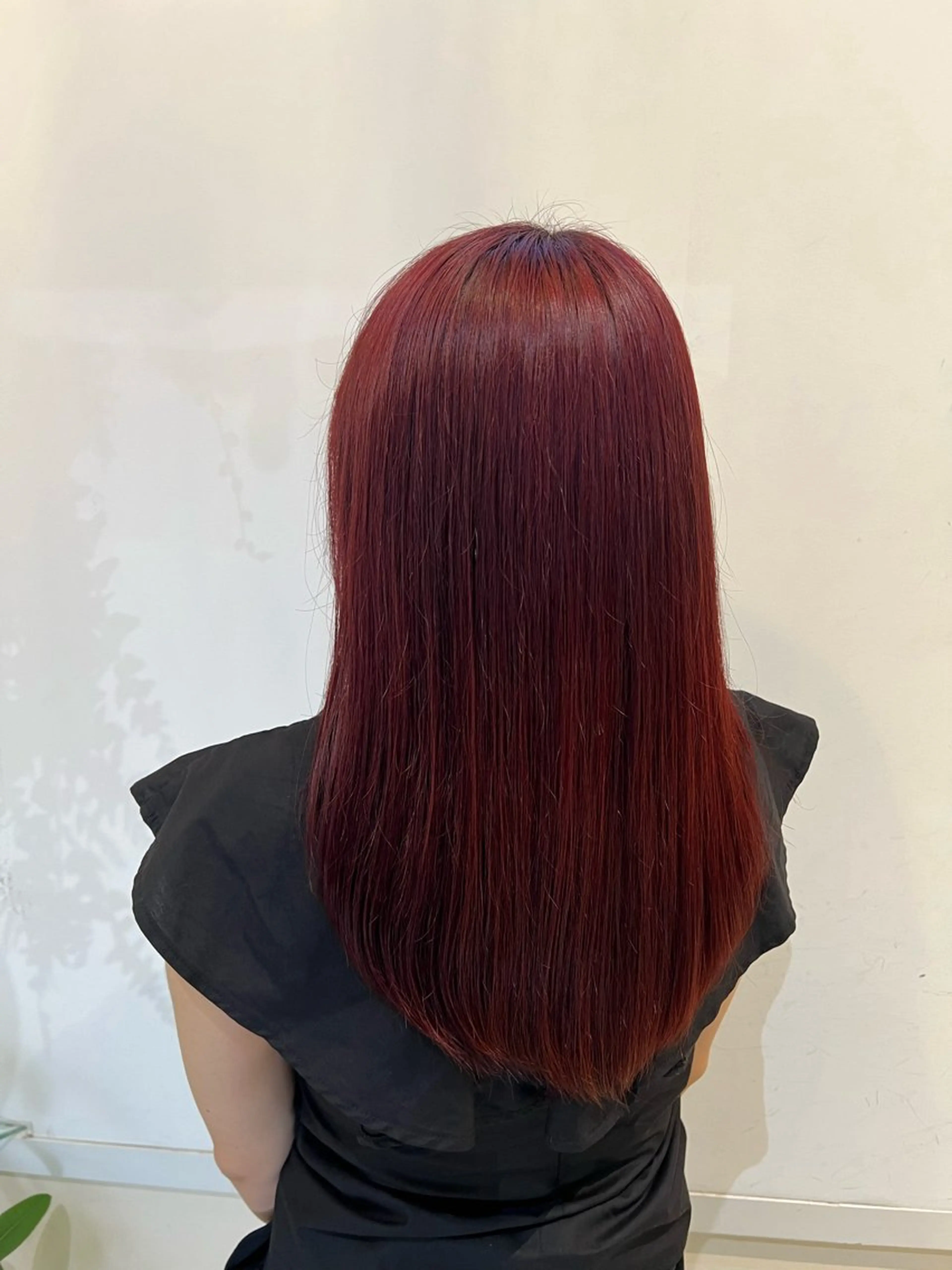 セミロング カラー ボルドーカラー ヘアカラー ブリーチしない暖色 カラー🥀杉 優菜のヘアスタイル