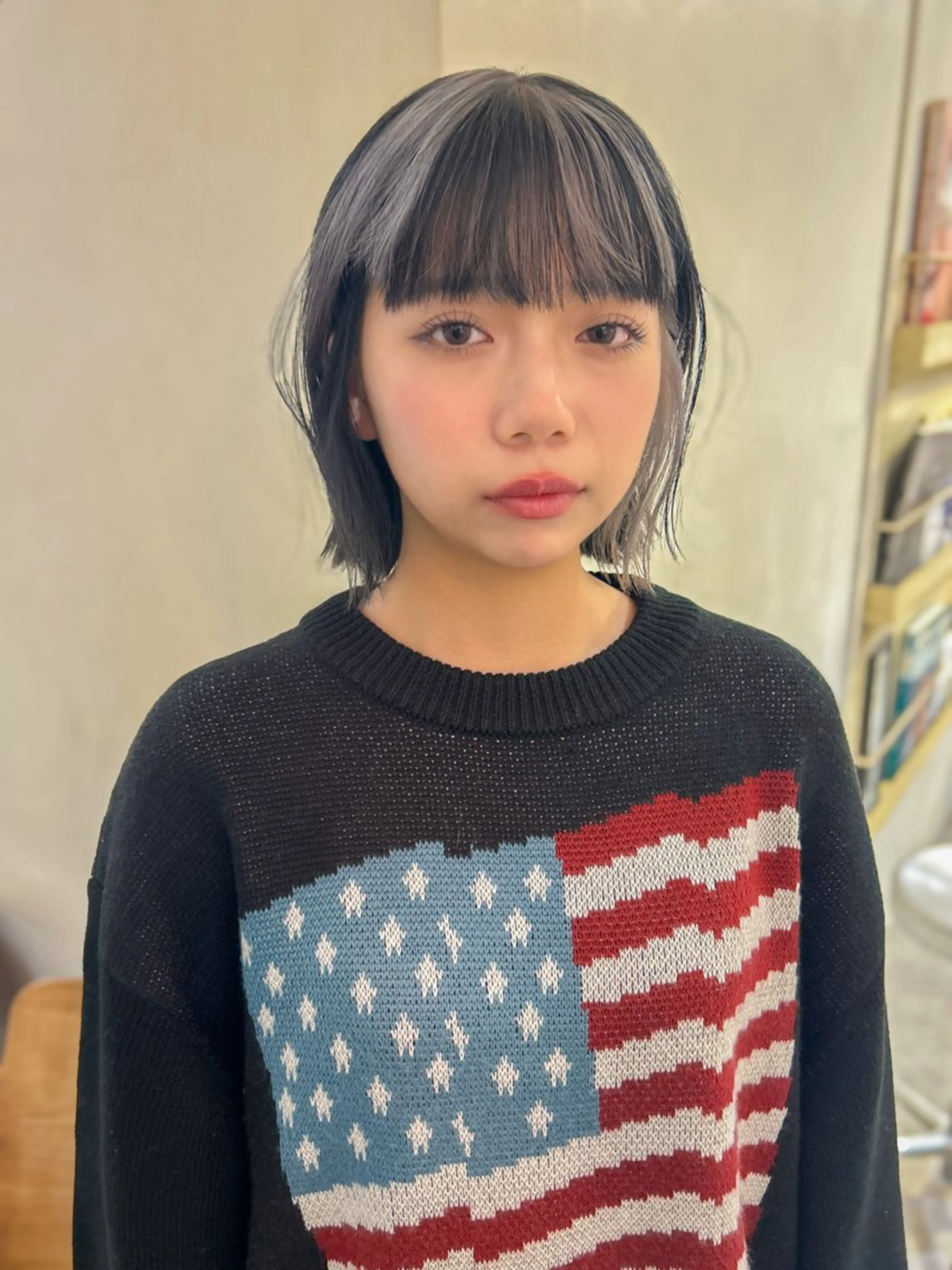 カラー 黒髪 イヤリングカラー シルバー ﾘｭｳﾄ/ オシャレ製造美容師のヘアスタイル