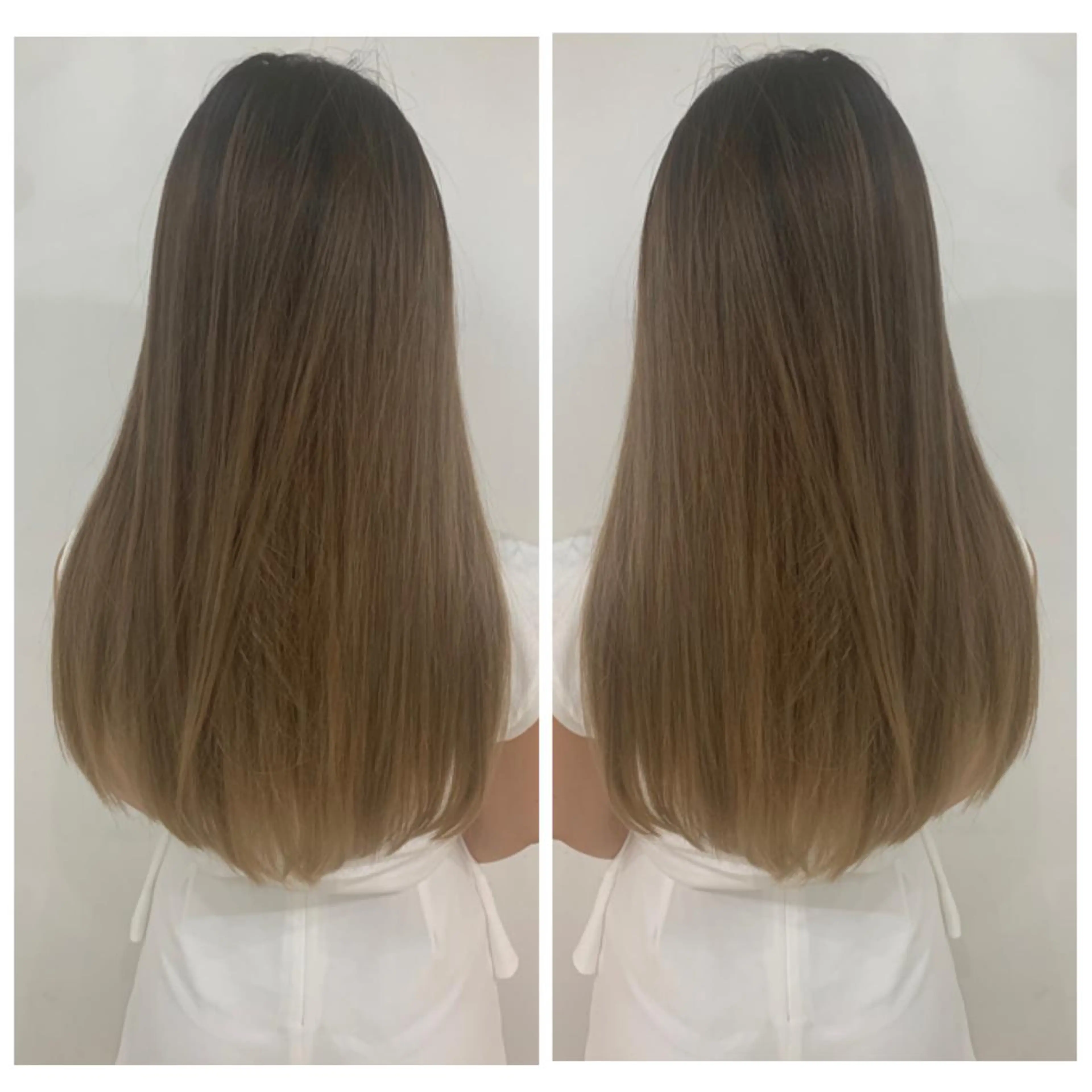 ロング カラー アッシュ バレイヤージュ ブリーチ デザインカラー グレージュ カット ヘアカラー トリートメント 京都大人女性ショート 徒歩1分/秋山のヘアスタイル