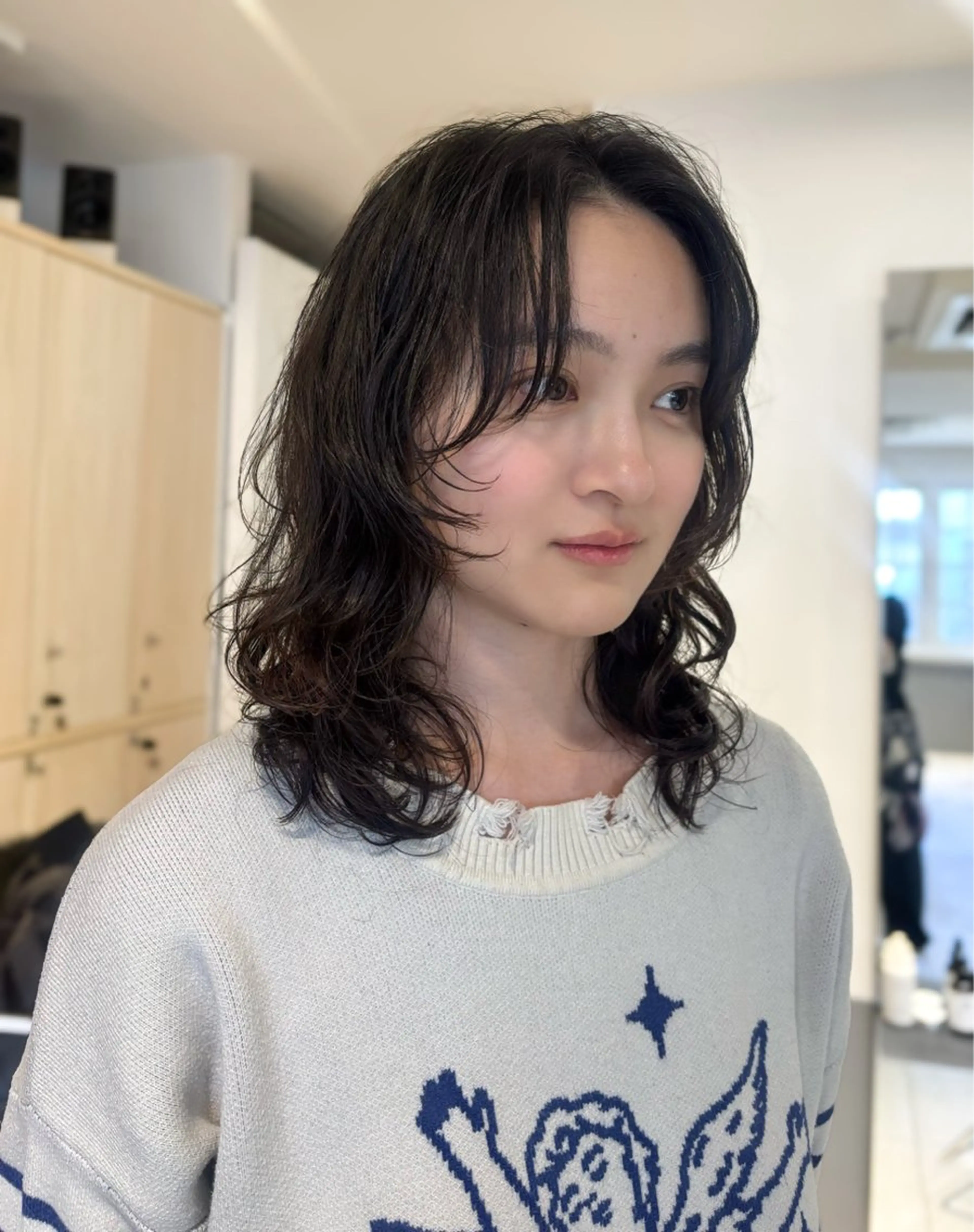 ミディアム パーマ カット パーマ 艶髪カラー/ レイヤー/yuiのヘアスタイル