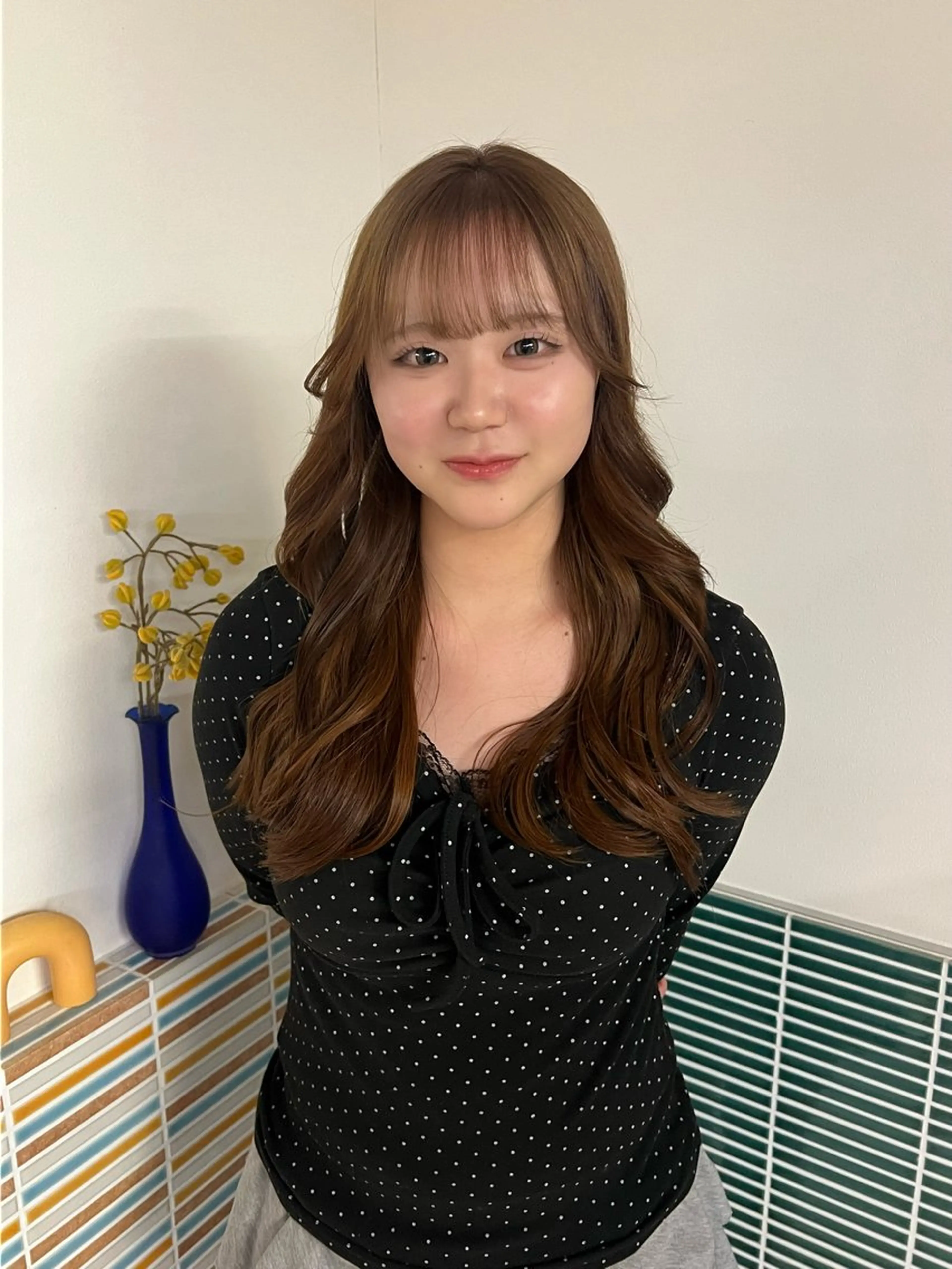 セミロング カラー ヘアアレンジ ヘアカラー ハイトーン/縮毛矯正 /梅田/みほのヘアスタイル