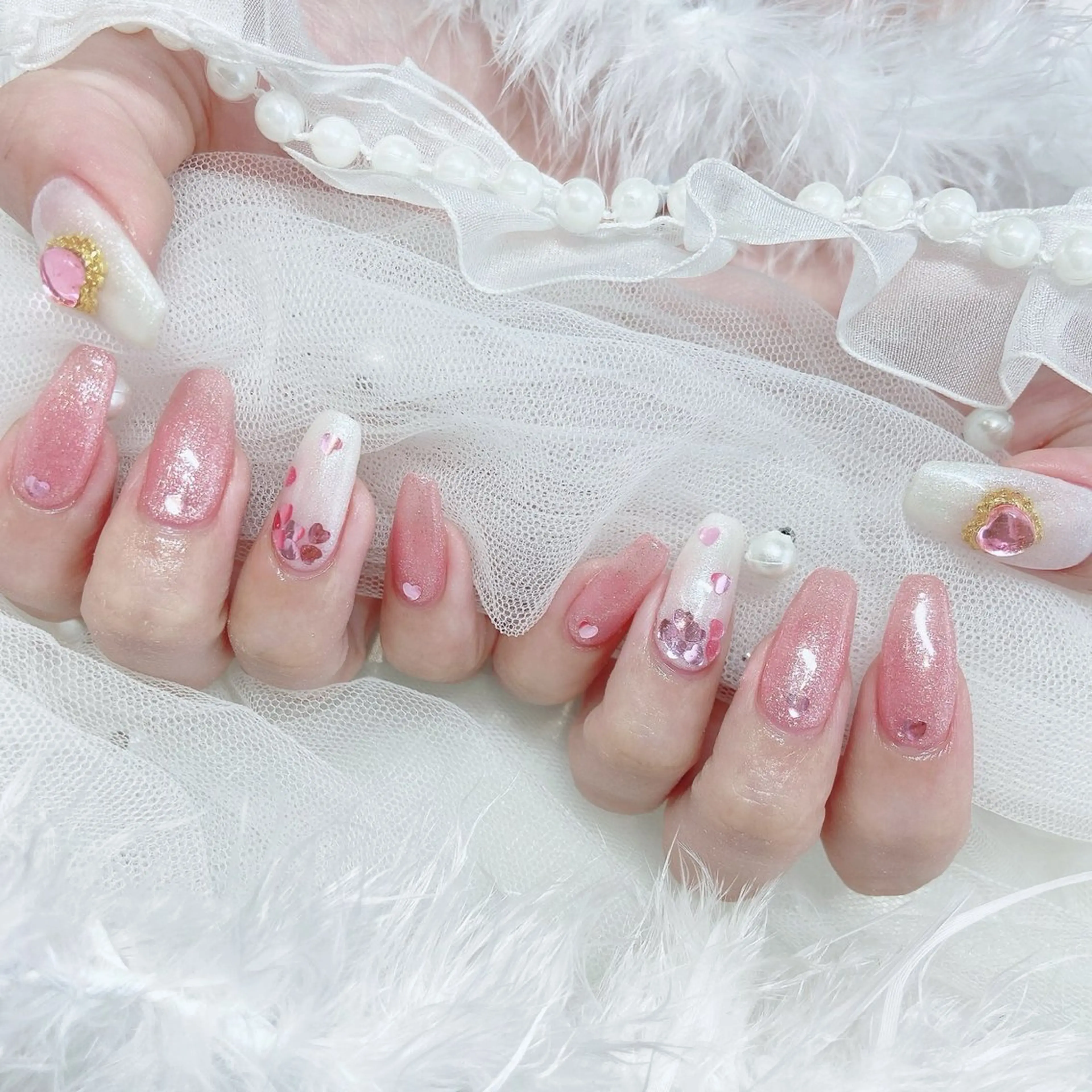 ネイル ジェルネイル ハート 韓国ネイル 持ち込み シンプルネイル ハンドネイル Nail lieNのネイルデザイン