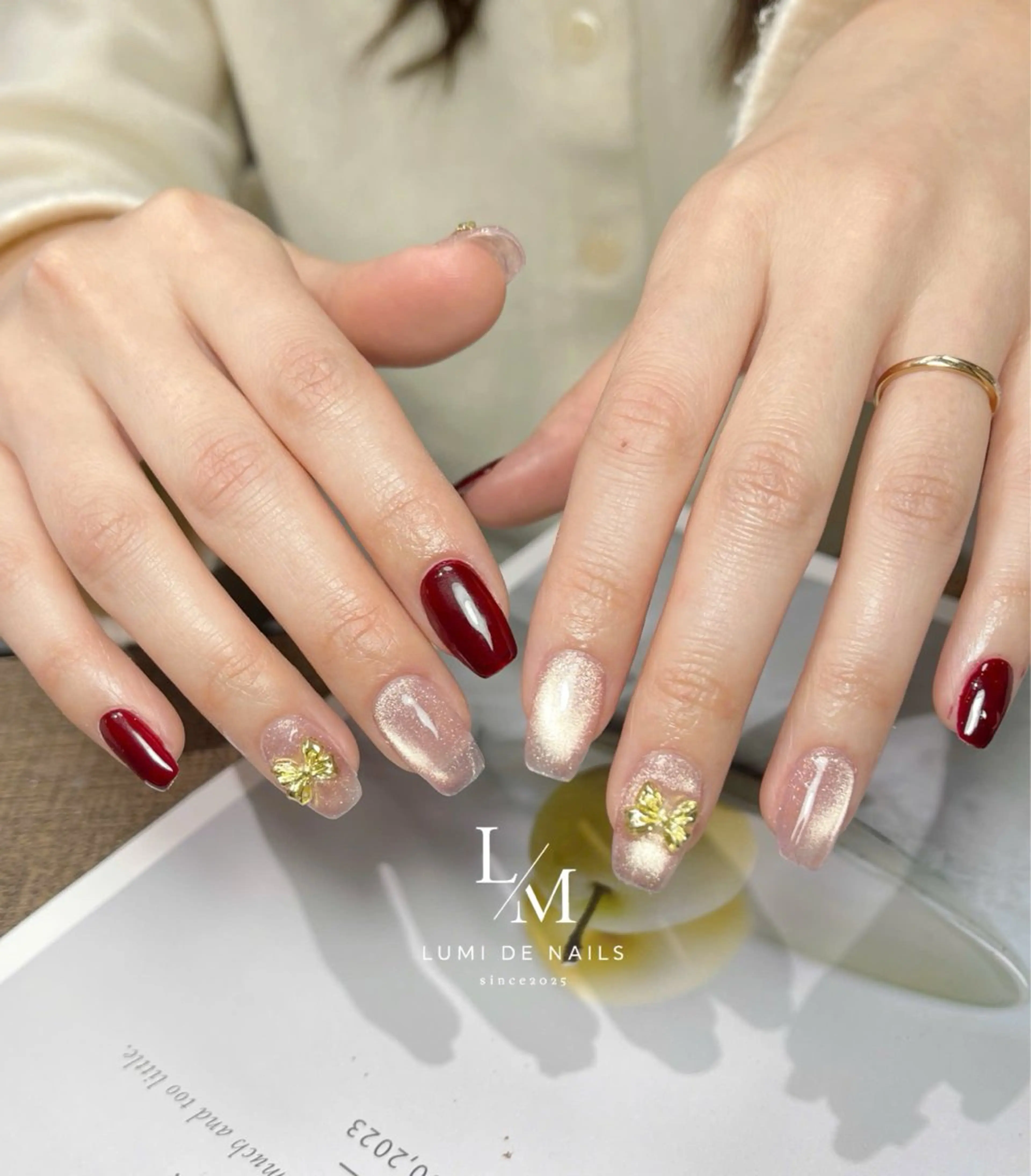ネイル グラデーション ラメ(グリッター) マグネットネイル ミラーネイル ニュアンスネイル Lumi de nailsのネイルデザイン