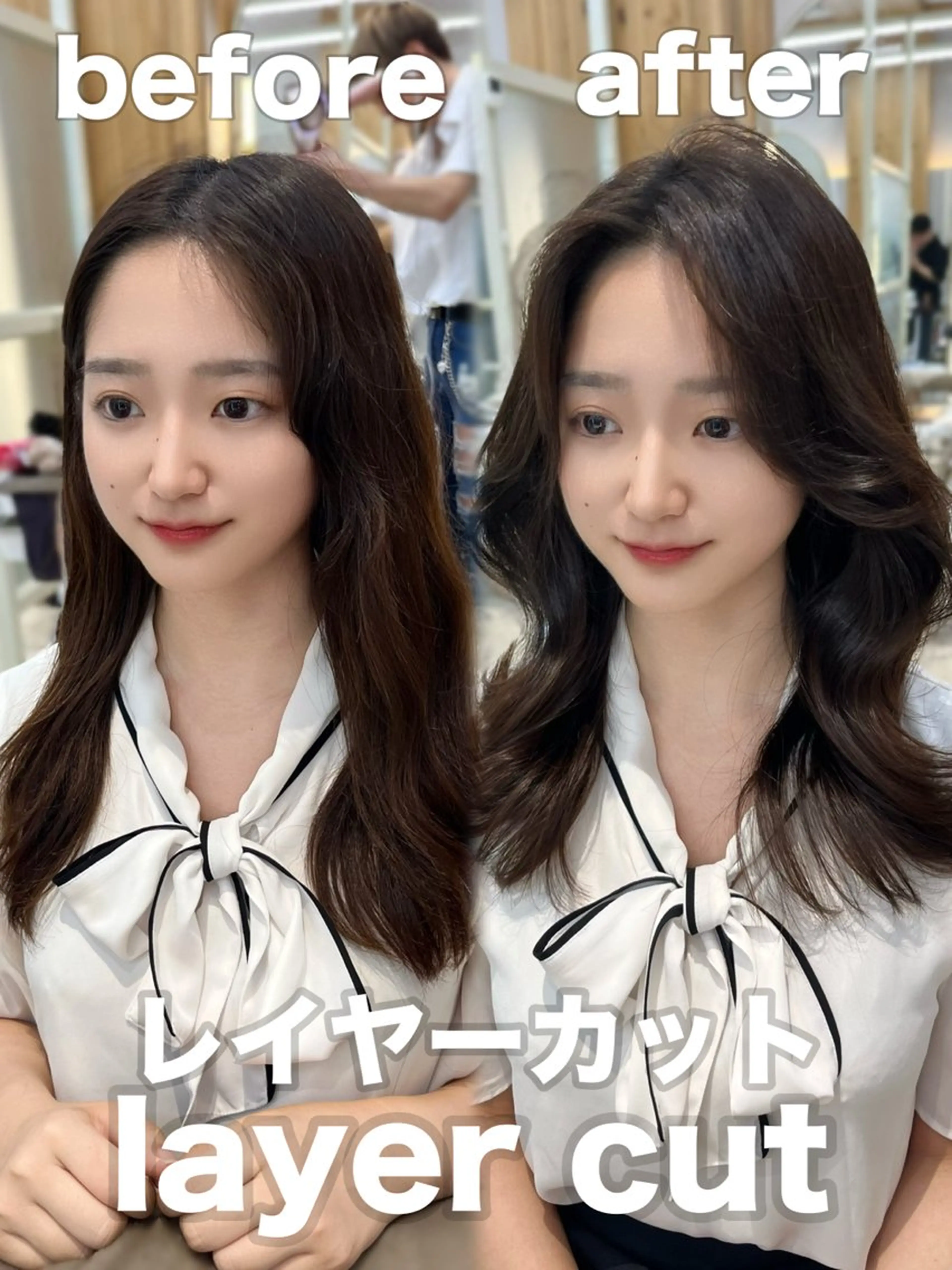 セミロング カラー 似合わせレイヤー/ 透明感カラーのヘアスタイル