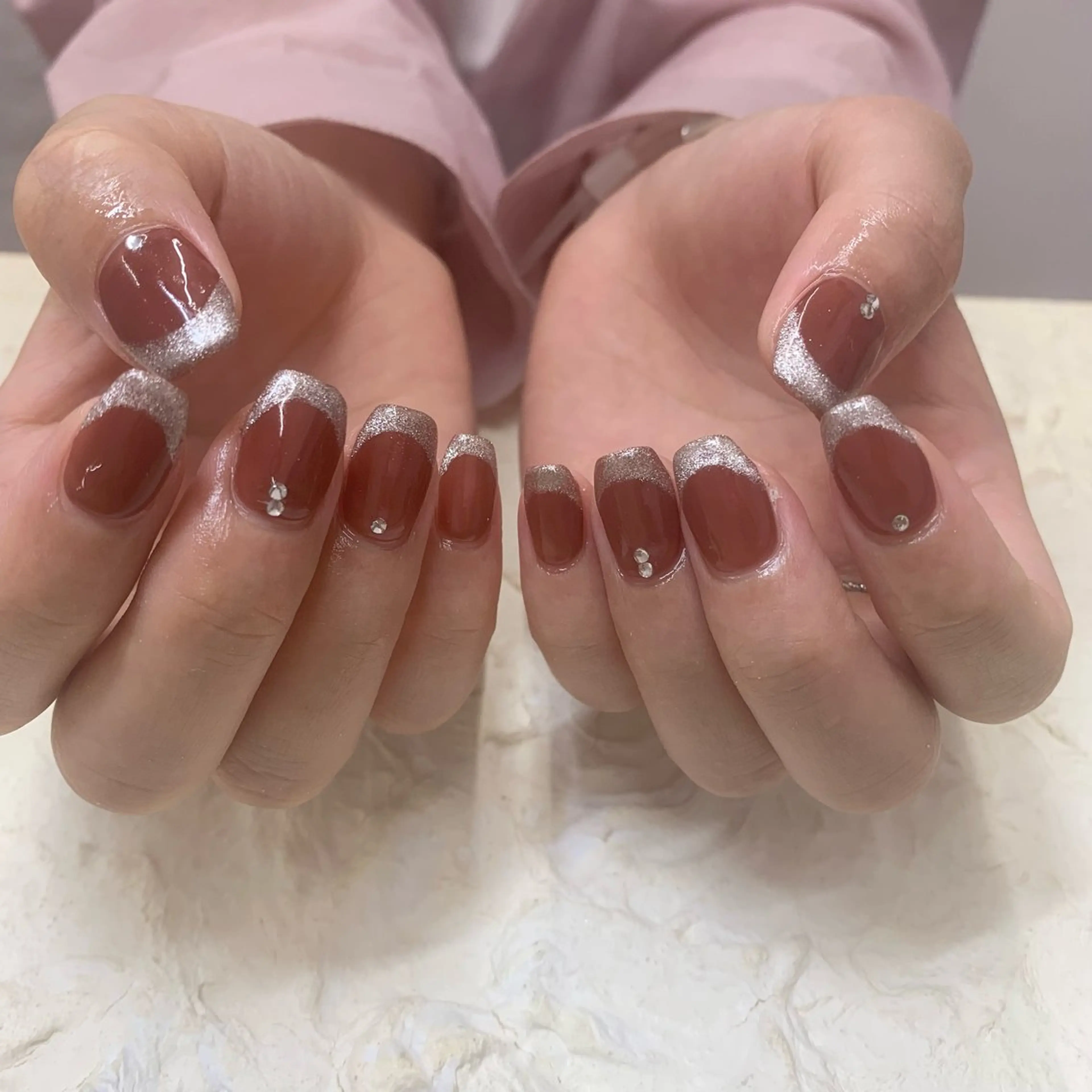 ネイル フレンチネイル マグネットネイル マグネットフレンチ マキノ ユイのネイルデザイン