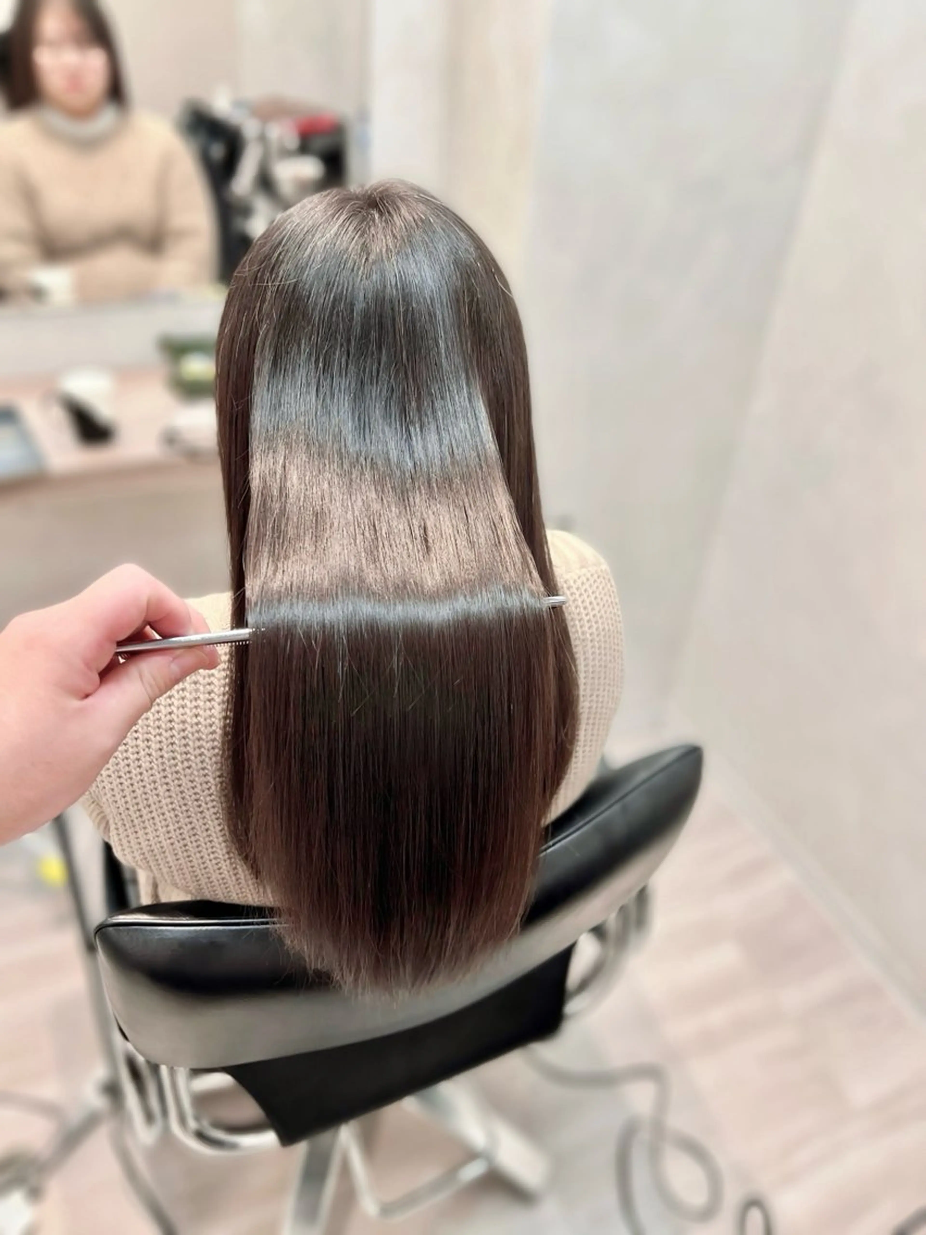 ロング パーマ 髪質改善 縮毛矯正 ストレートパーマ 縮毛矯正/ レイヤー/ミディアムのヘアスタイル