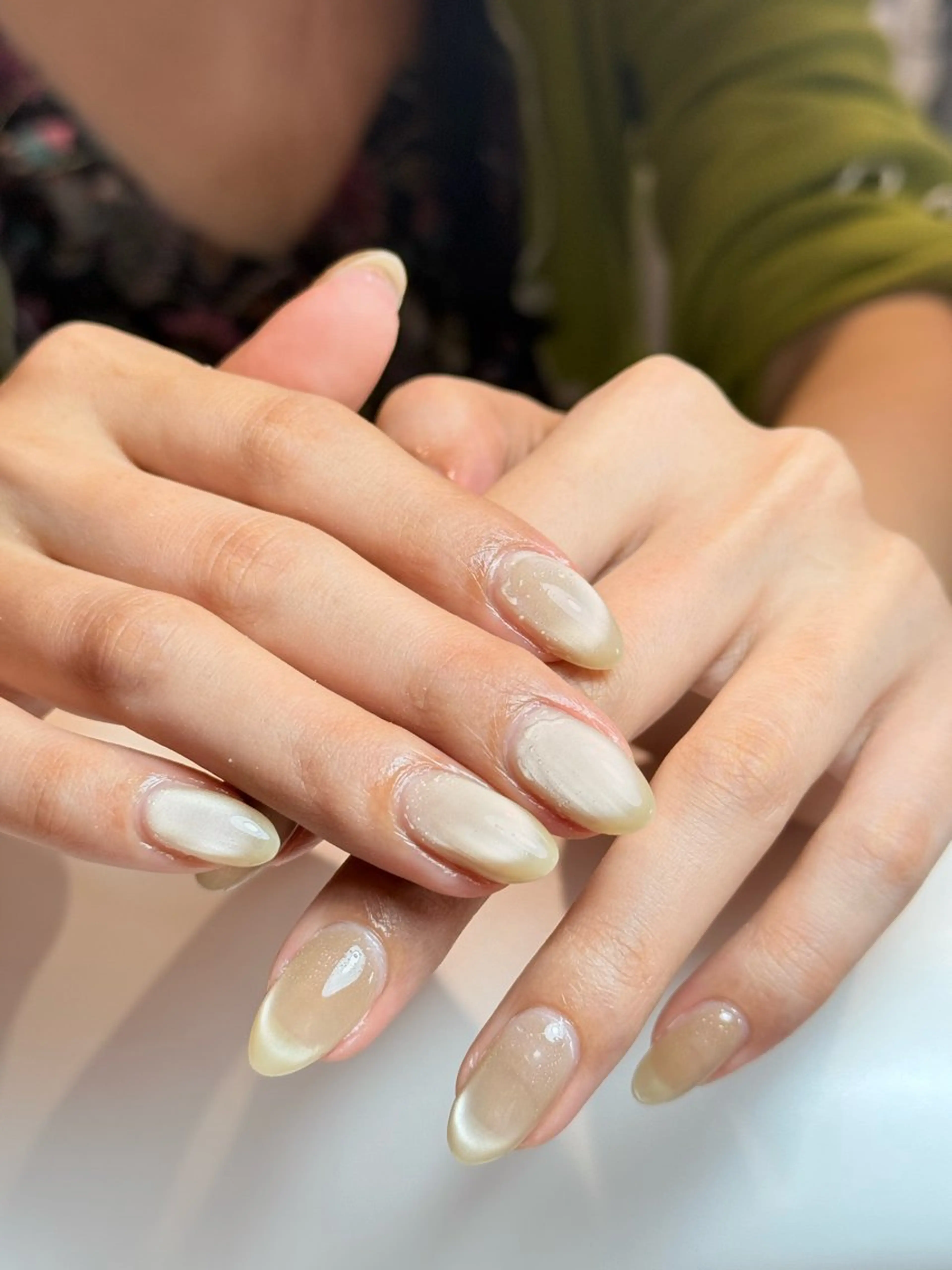 ネイル チークネイル フレンチネイル グラデーション キラキラネイル 韓国ネイル ハンドネイル Risa_ Nailのネイルデザイン